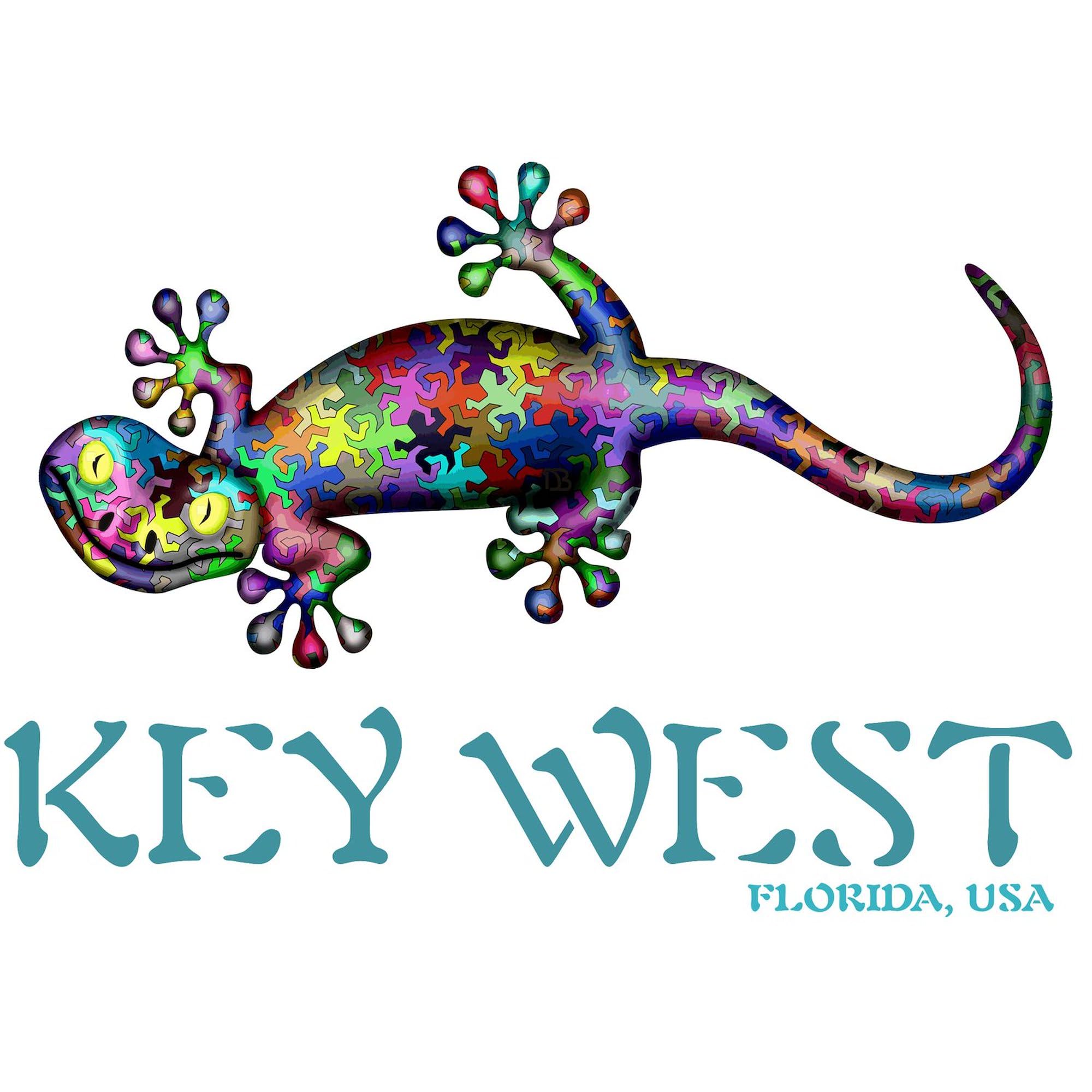 Key West Gecko Sticker - Durable Rectangle Bumper Decal for Cars, Laptops & Water Bottles | Tropical Themed Car Accessories & Travel Souvenirs