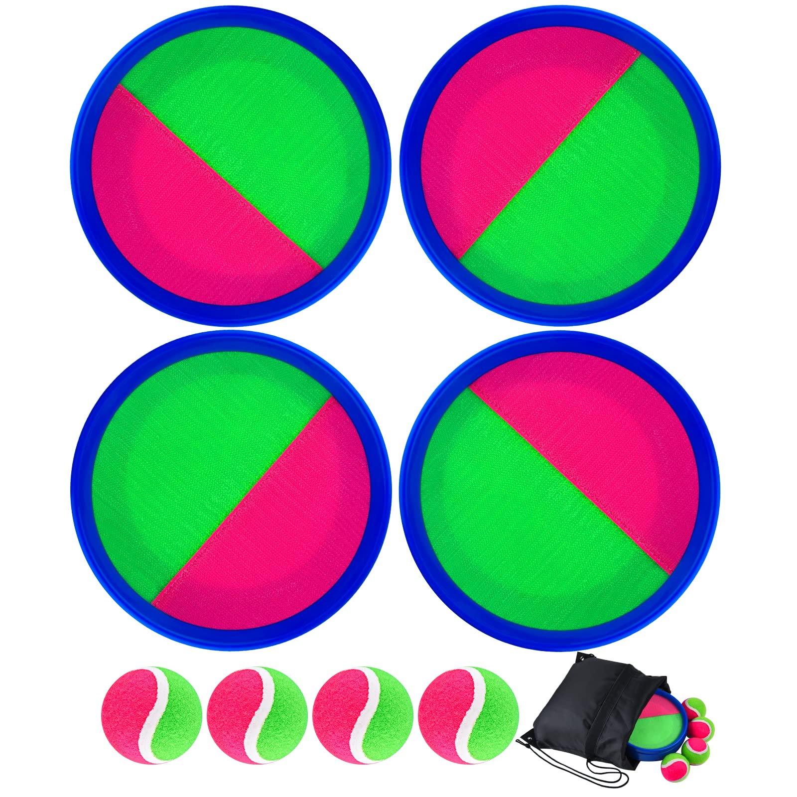 Morcheiong Toss and Catch Ball Game Set - 4 Paddles, 4 Balls & Storage Bag - Outdoor Beach Toys for Kids & Family Fun - Perfect for Backyard, Park, Picnic and Beach Activities