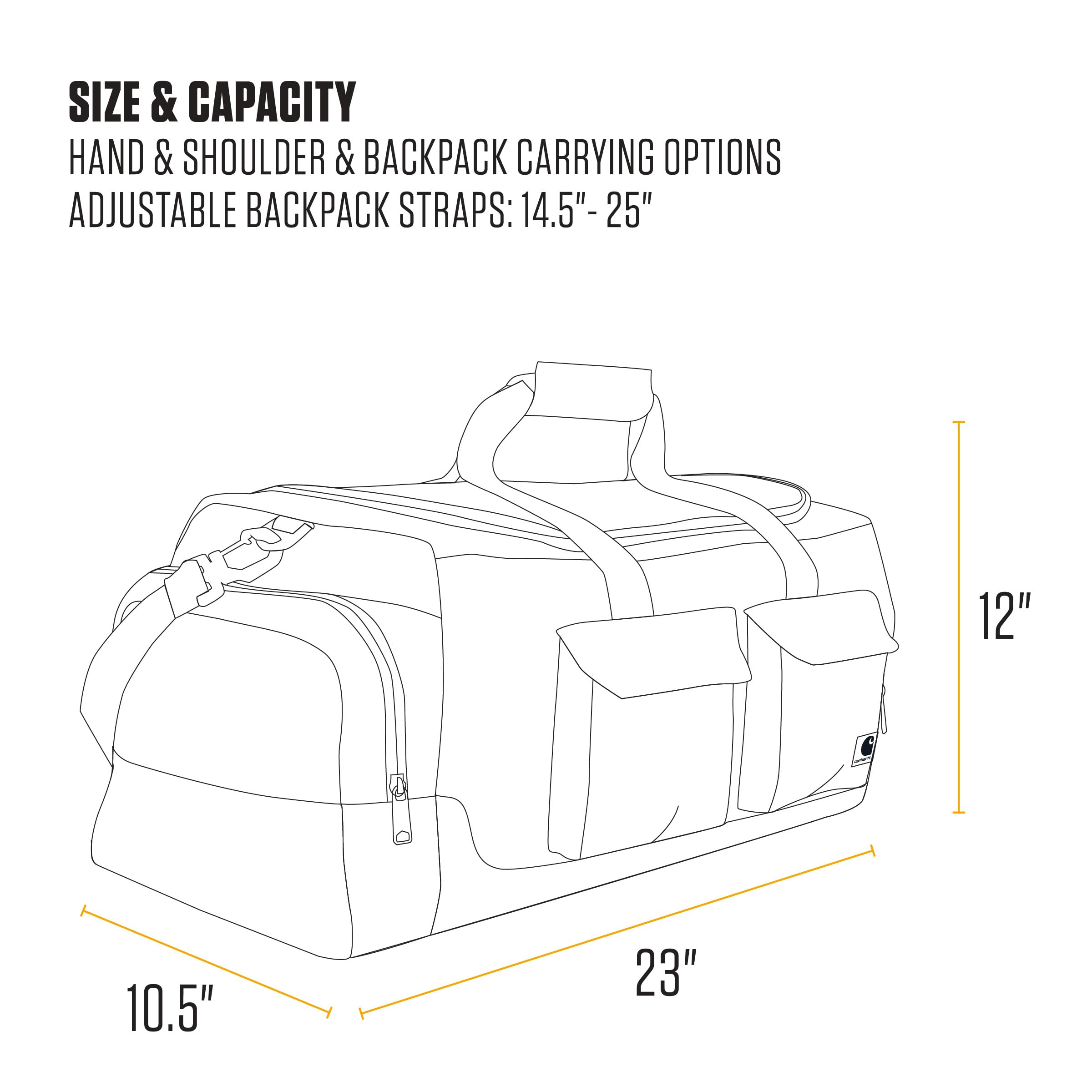 Carhartt 40L Heavy-Duty Utility Duffel Bag - Durable Work Gear Bag for Construction, Jobsite, Gym & Travel - Perfect for Tools, Workout Clothes & Weekend Getaways