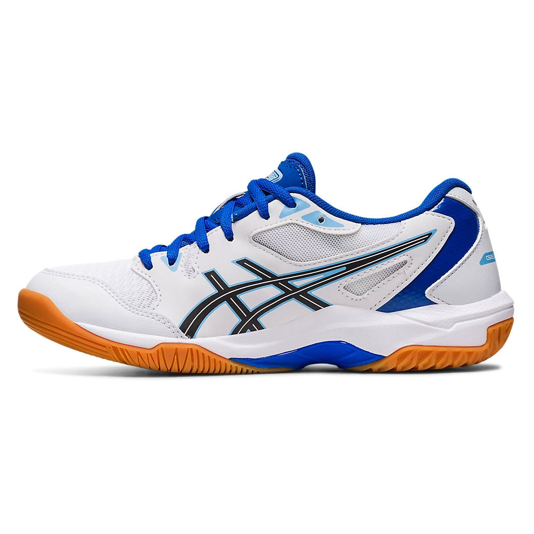 ASICS Gel Rocket 10 Women's Volleyball Shoes - Lightweight Indoor Court Sneakers for Badminton, Squash & Tennis (White/Blue) - Perfect for Gym Training & Competitive Sports