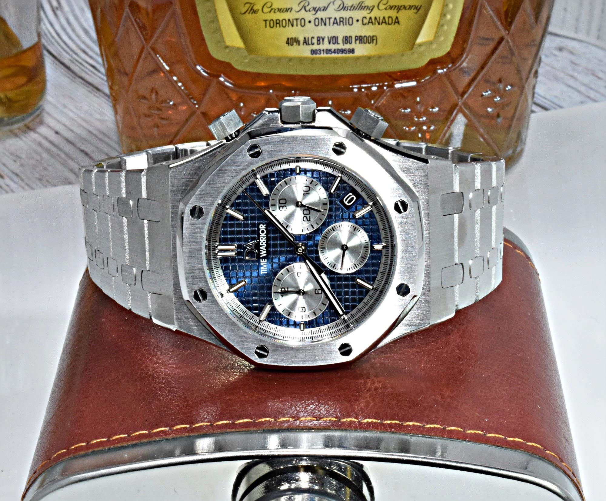 DA Royalty Men's Chronograph Watch - 316L Stainless Steel Case, Blue Dial, Luxury AP Style Design - Perfect for Business, Formal Events & Everyday Wear