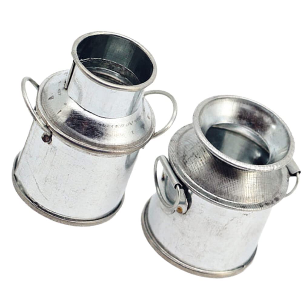 2PCS Miniature Buckets for Tiny House Decor, Mini Flower Vases, DIY Centerpieces - Perfect for Fairy Gardens, Dollhouse Accessories, and Wedding Table Decorations