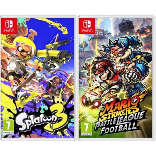 Splatoon 3 & Mario Strikers Battle League Football Bundle - Nintendo Switch Games for Multiplayer Fun at Parties & Family Game Nights