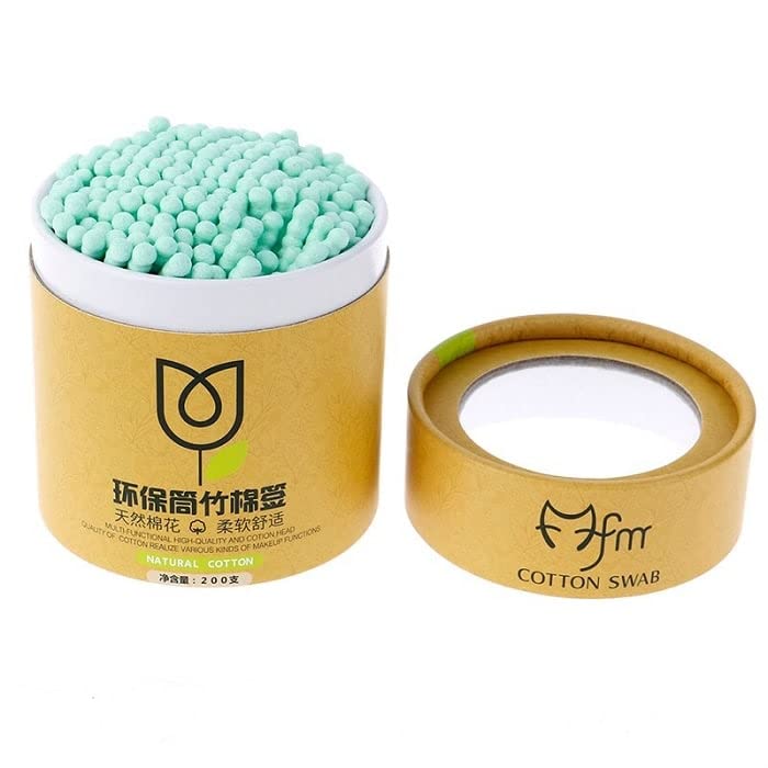 JIAVAXA 200 Pcs (400 Swabs) Bamboo Cotton Ear Buds - Soft, Non-Toxic, Biodegradable Ear Wax Cleaning & Makeup Removal Swabs for Adults & Babies | 100% Organic Cotton | Perfect for Ear Care, Cosmetic Application & Baby Hygiene