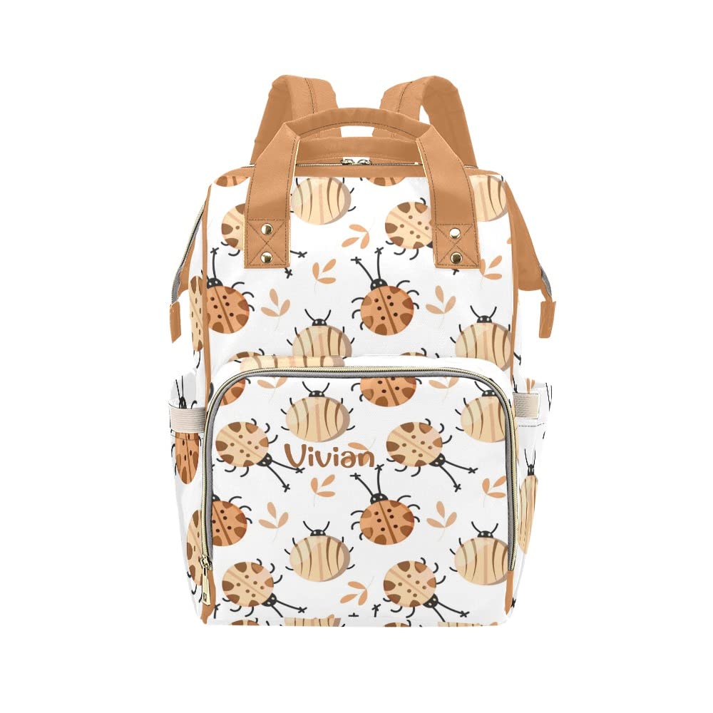 Personalized Brown Animal Print Diaper Backpack for Women & Girls - Custom Name Travel Bag, Tote & Knapsack for Moms, Baby Essentials & On-the-Go Lifestyle