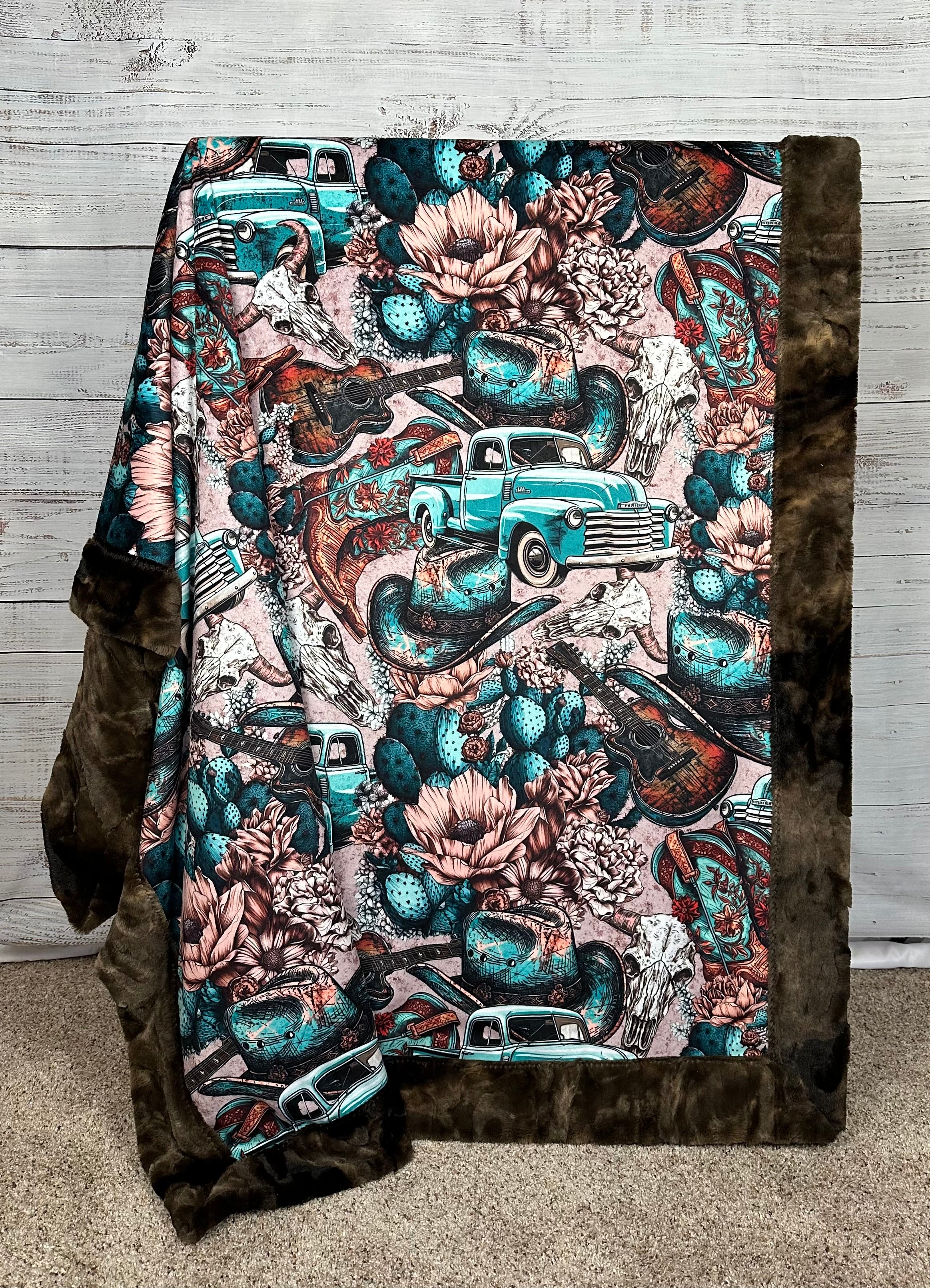 Vintage Western Brown Tie Dye Luxe 54x79 Inch Large Minky Blanket - Ultra Soft Premium Quality - Perfect for Bedroom, Sofa, Picnic & Gift Giving