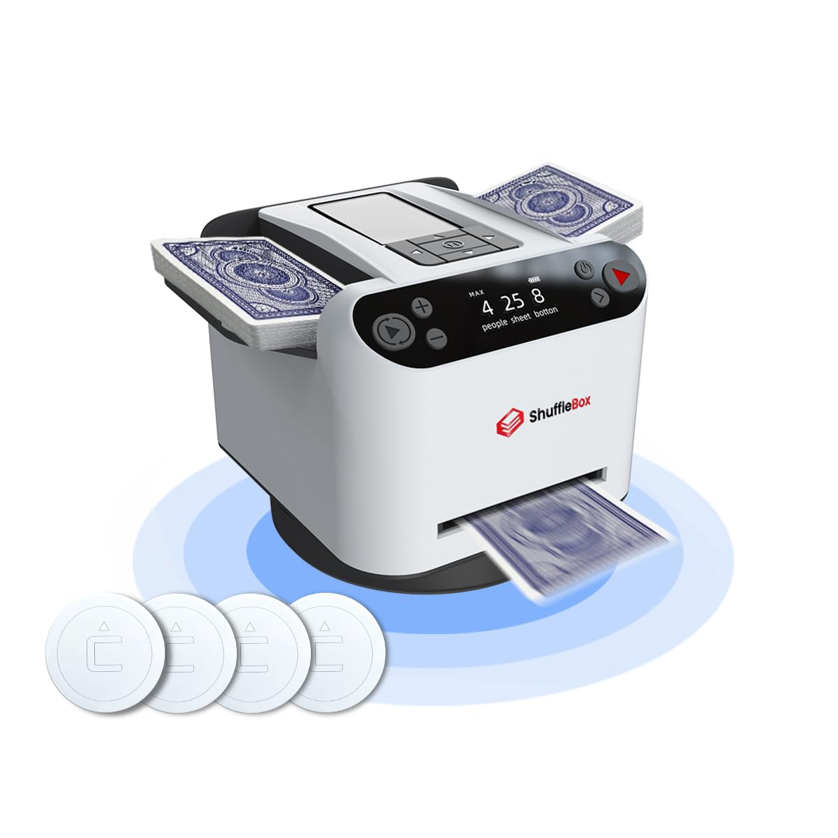 ShuffleBox G1 Pro Automatic Card Shuffler & Dealer - Ultra Quiet Rechargeable 2-in-1 Machine for UNO, Poker, Blackjack & Family Card Games - Perfect for Game Nights, Casino Parties & Travel Entertainment