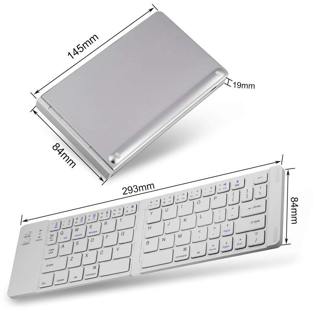 Foldable Bluetooth Keyboard with Magnetic Stand & Protective Case - Wireless Portable Keyboard for iOS, Android, Windows Tablets, Smartphones, Laptops - Perfect for Travel, Office & Home Use