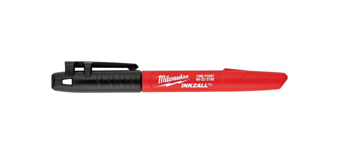 Milwaukee 48-22-3100 Inkzall Fine Point Black Permanent Marker - Ideal for Labeling, Industrial Marking & DIY Projects