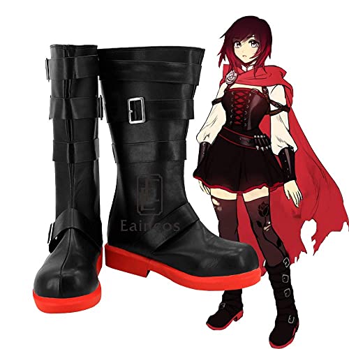 Anime RWBY Season 4 Ruby Rose Cosplay Boots - Halloween Carnival Shoes for Men (Size 43) | Custom-Made for Cosplay Events & Anime Conventions