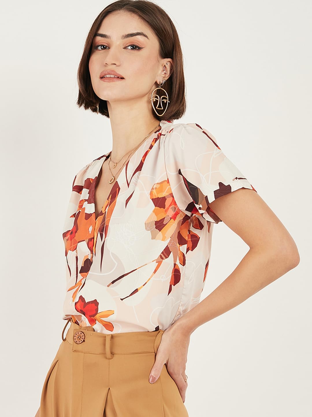 ALL YOURS Women's Satin Shirt Blouse - Elegant Floral Print Office Wear Tops for Work & Casual Outfits | Perfect for Business Meetings, Date Nights & Spring Fashion