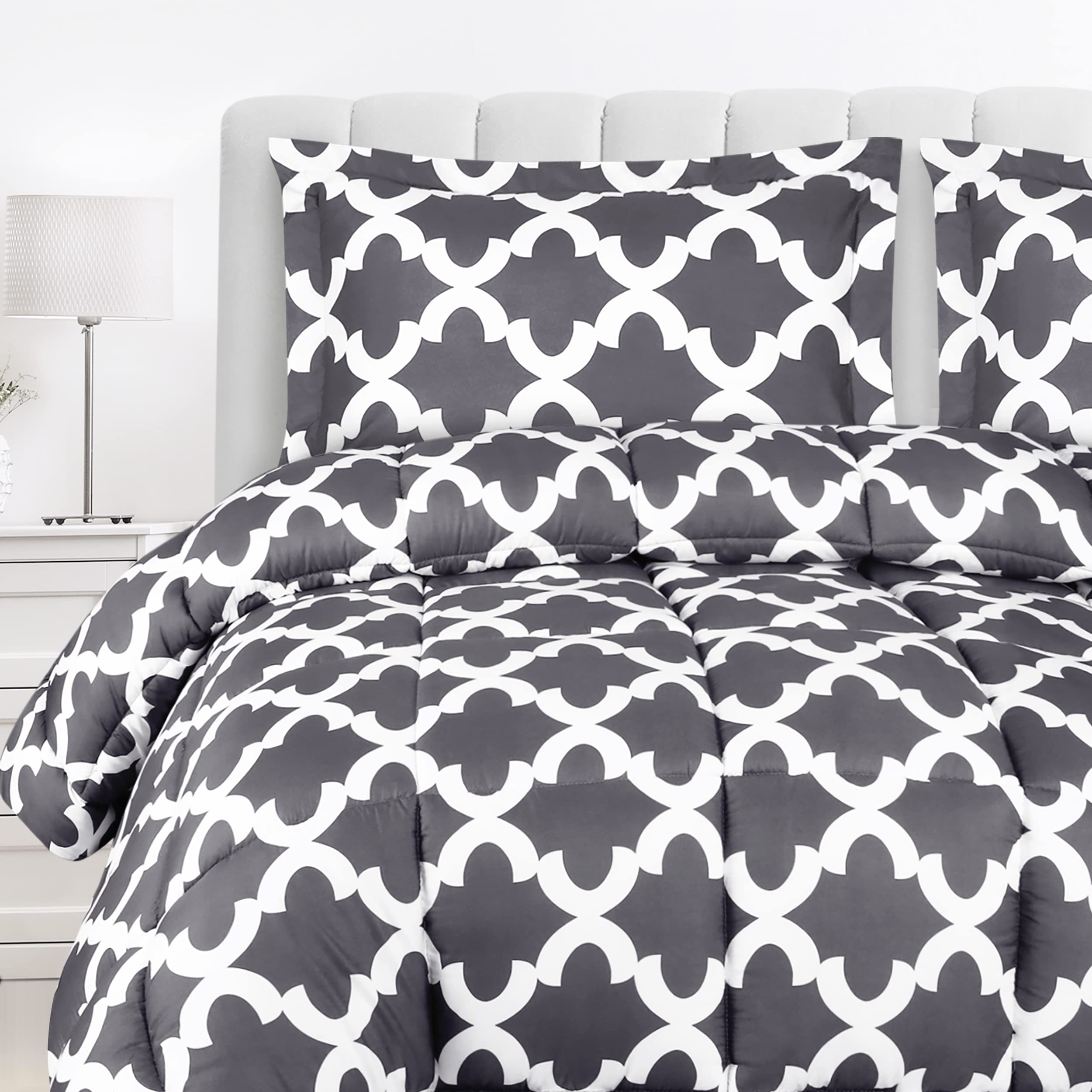 Utopia Bedding King Size 3-Piece Comforter Set with 2 Pillow Shams - Soft Down Alternative Bedding - Machine Washable Grey Comforter - Perfect for Master Bedroom, Guest Room & Cozy Home Decor