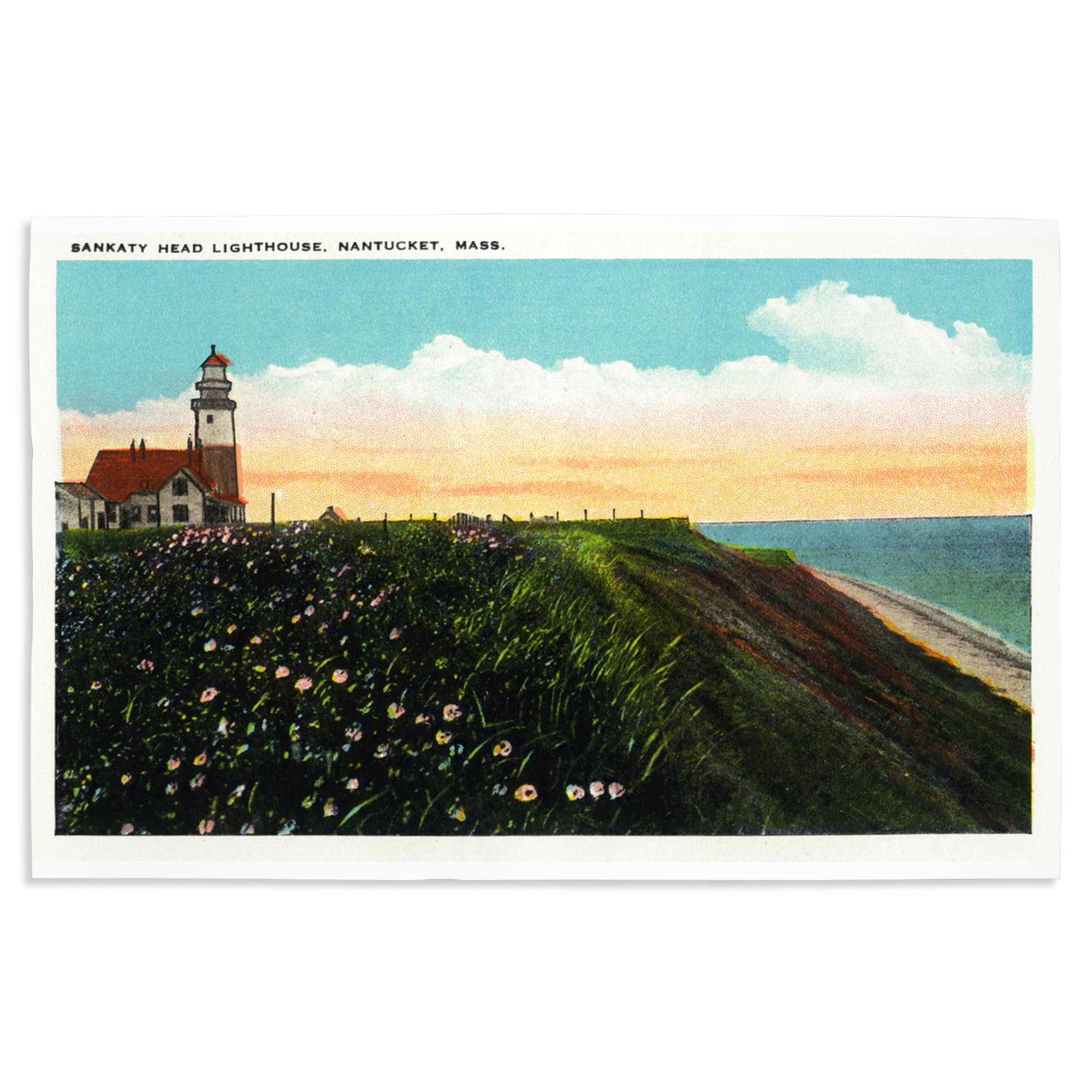 Lantern Press 16x24 Inch Giclee Print - Nantucket Massachusetts Sankaty Head Lighthouse Wall Art - Perfect for Coastal Decor, Beach House Living Room & Office Wall Decor