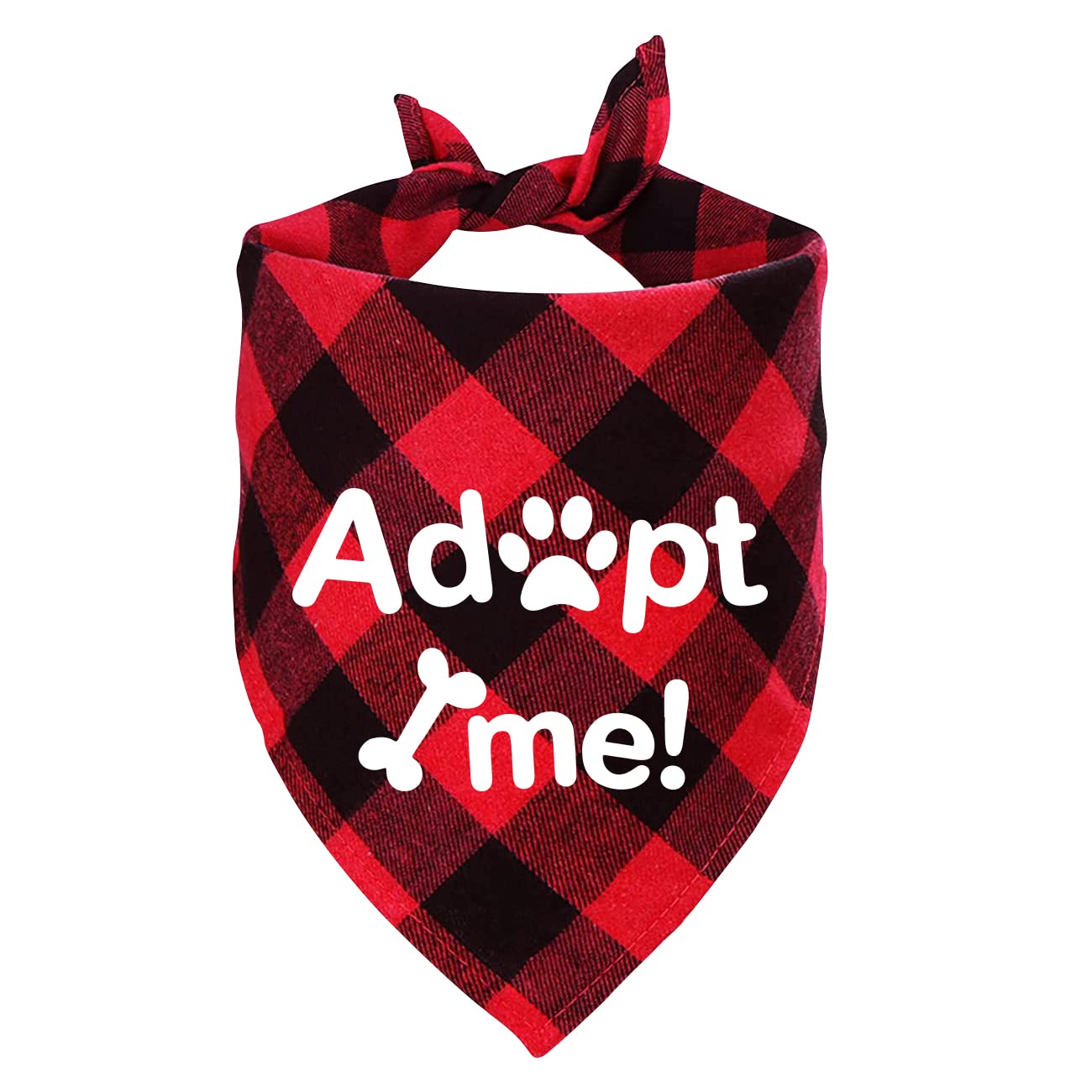 PTZIZI Adopt Me Red Plaid Cotton Pet Bandana for Small Medium Large Dogs - Adjustable Triangle Dog Scarf for Birthday Parties, Gender Reveal Photos & Pet Lovers Gifts | Perfect for Dog Accessories, Costume Parties & Holiday Pet Photography