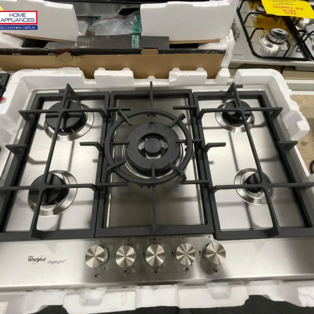 Whirlpool GMF7522IXL 75cm 5 Burner iXelium Gas Cooktop - Premium Stainless Steel Stovetop for Modern Kitchens | Perfect for Home Chefs & Entertaining Guests