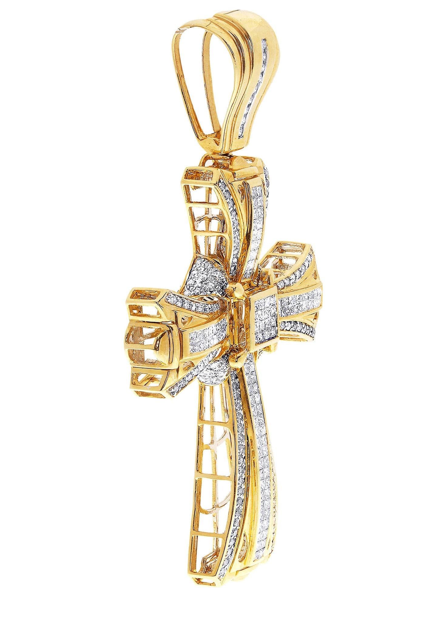 5.47 Carat Diamond Cross Pendant Necklace - 35.78 Grams Solid Gold Religious Jewelry for Women - Perfect for Baptism, First Communion & Special Occasions