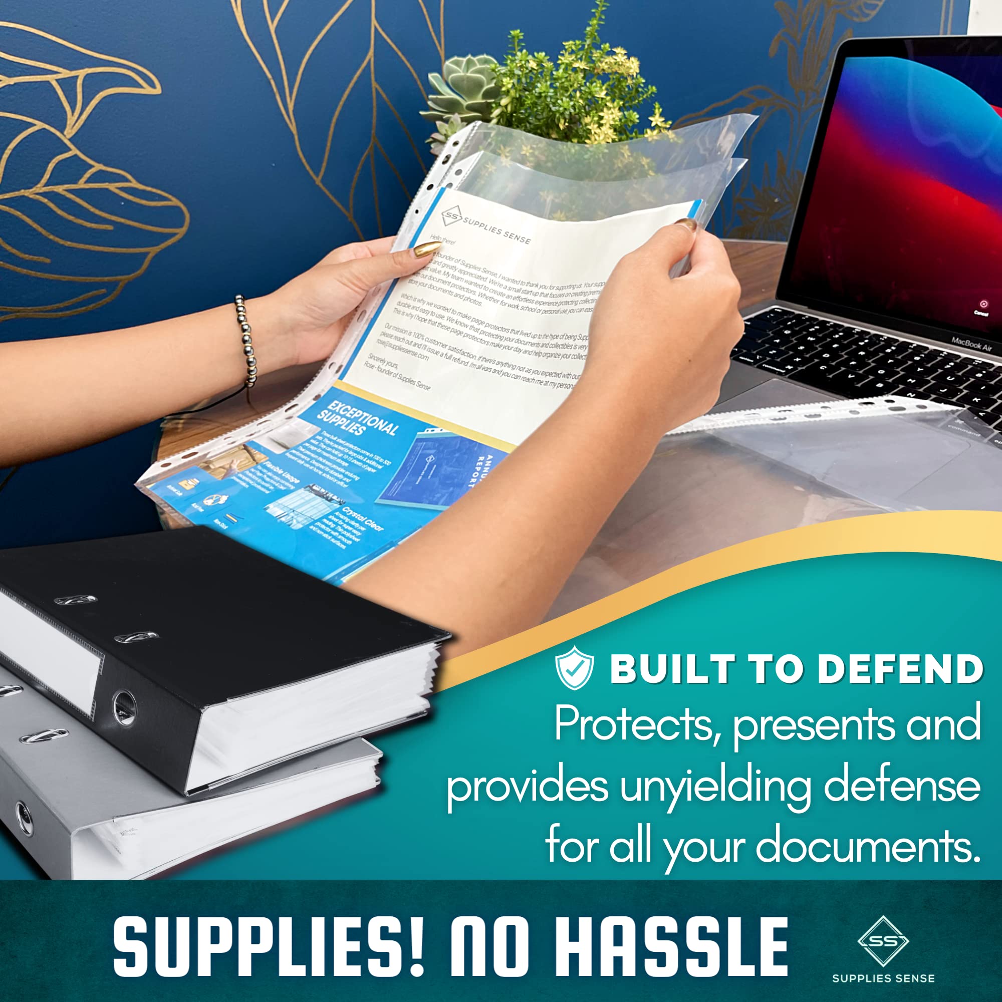 200 Premium Clear Plastic Sheet Protectors for 3 Ring Binder - 8.5 x 11 Page Protectors Sleeves for Paper & Documents - Perfect for School, Office & Home Organization