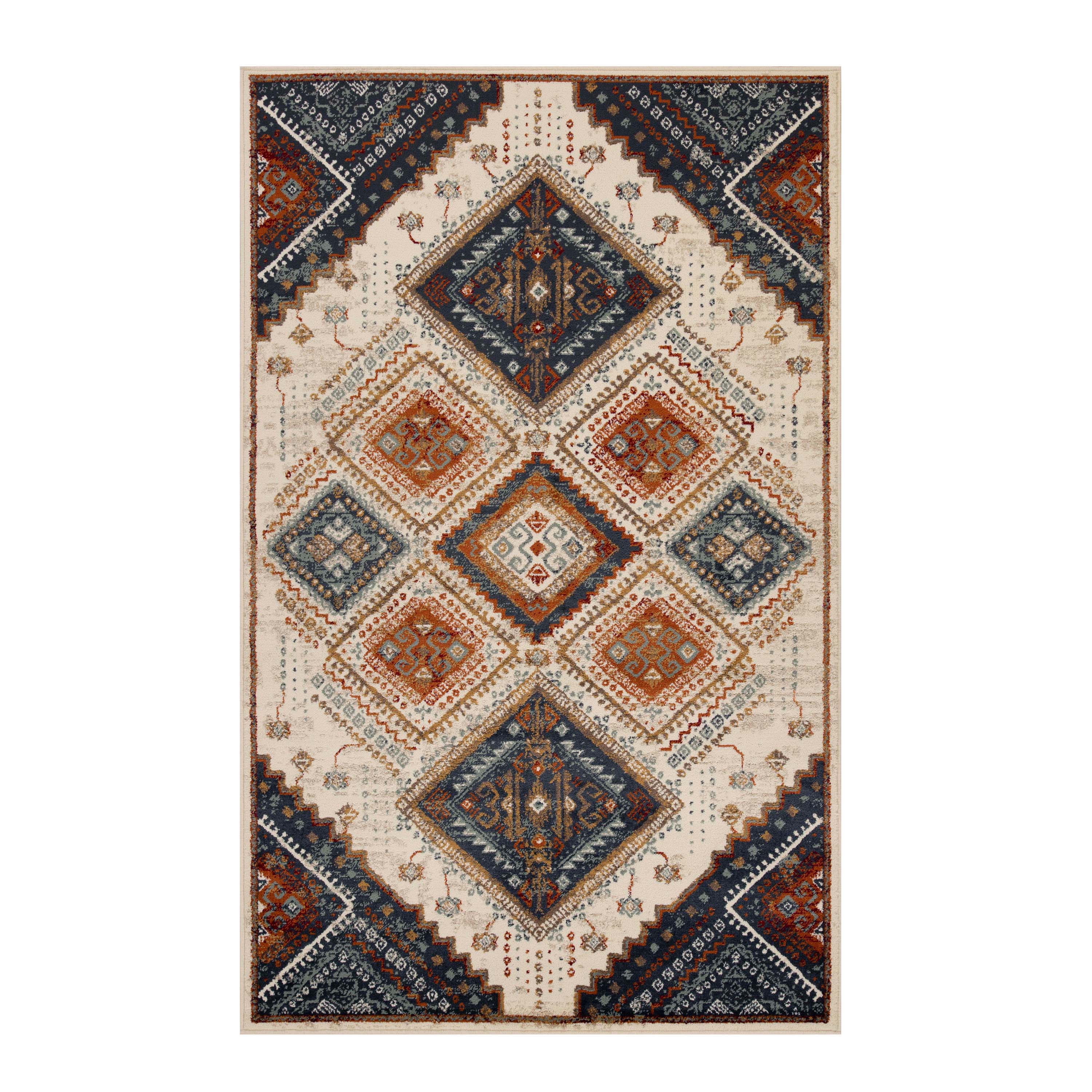 Stylish Poway Geometric Medallion Indoor Area Rug - Non-Slip Living Room Carpet for Home Decor, Bedroom & Office