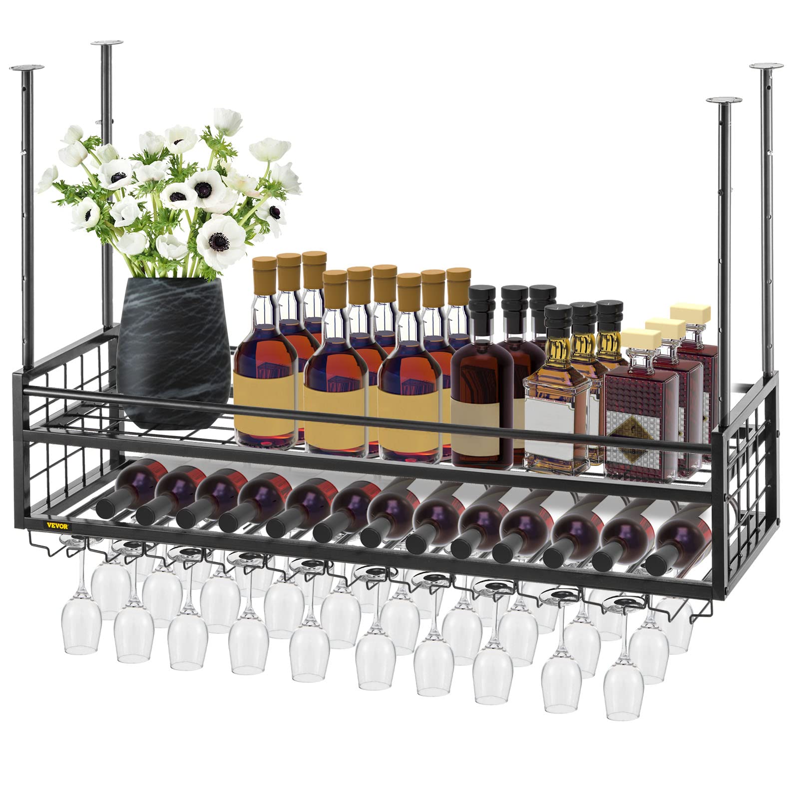VEVOR Adjustable Ceiling Wine Glass Rack - 46.9