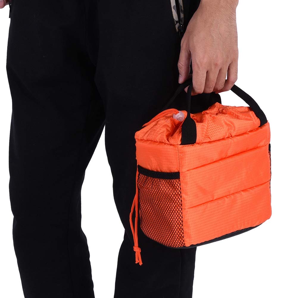 **Diyeeni Waterproof & Shockproof Camera Bag with Removable Padded Insert, Drawstring Closure - Perfect for Travel, Hiking & Outdoor Photography (Orange)**