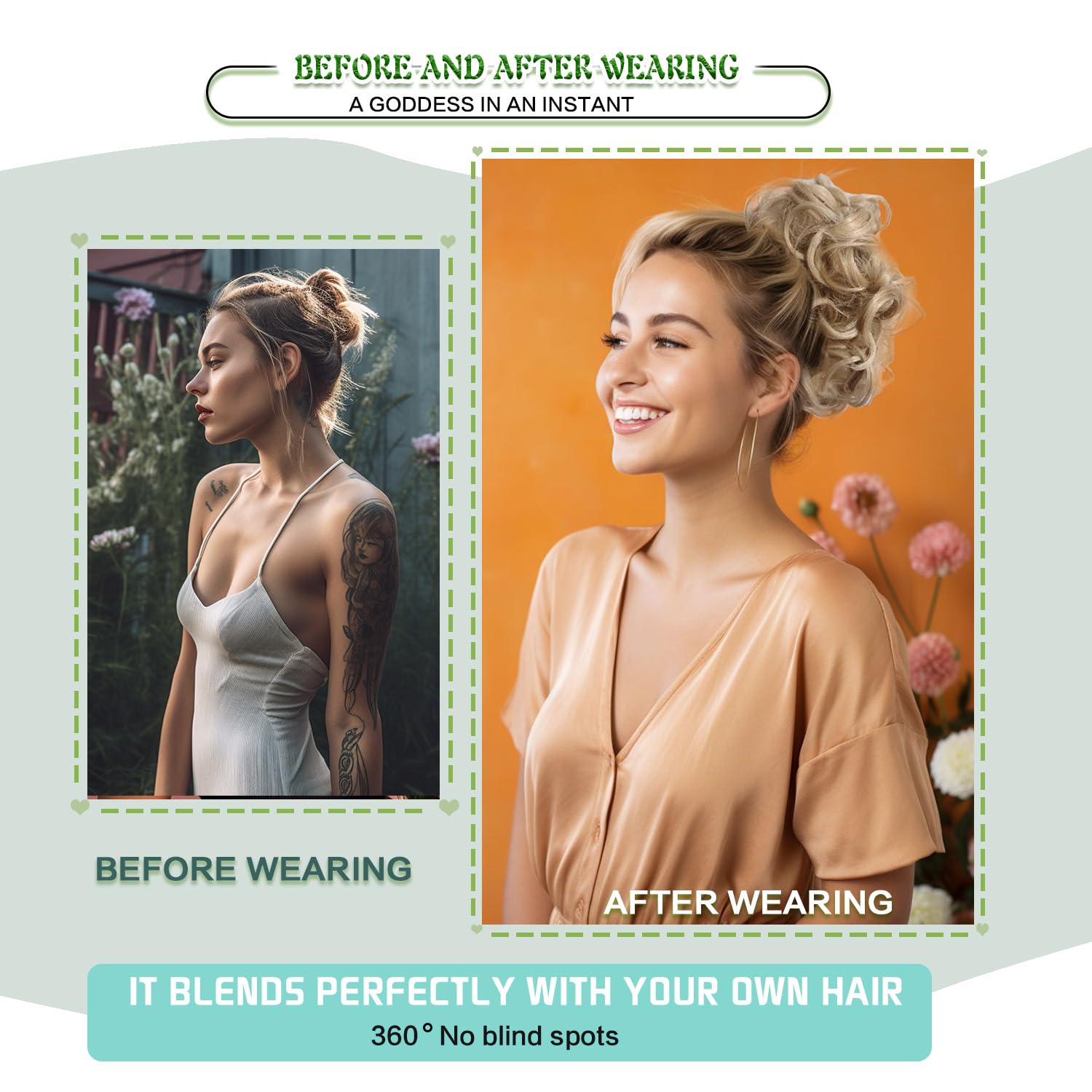 Messy Hair Bun Extension 2Pcs - Curly Fake Hair Scrunchie for Messy Buns (613 Blonde) | Perfect for Weddings, Cosplay & Everyday Hairstyles