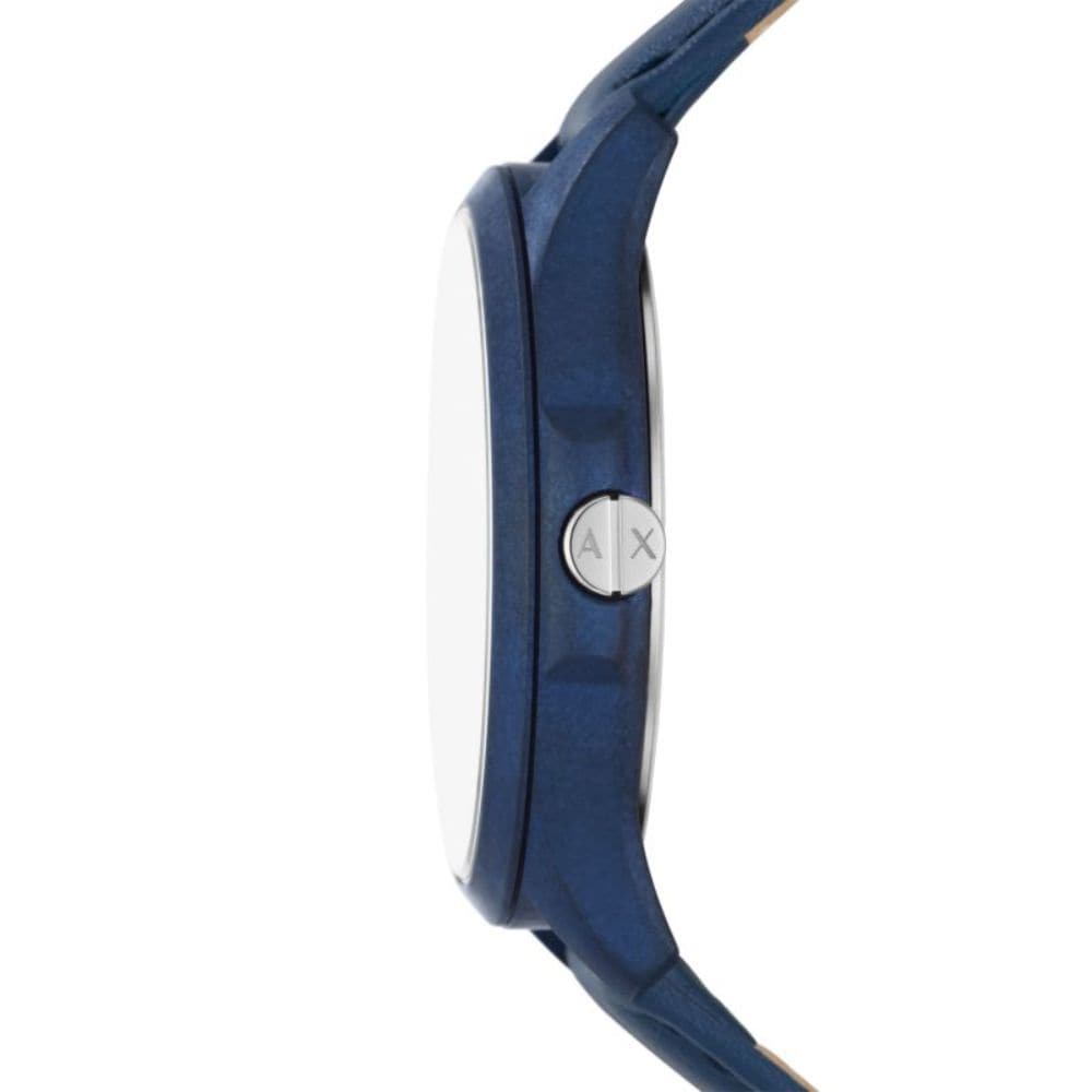 ARMANI EXCHANGE AX2442 Men's Blue Leather Watch with Three-Hand Date Display - Perfect for Business, Casual & Formal Occasions