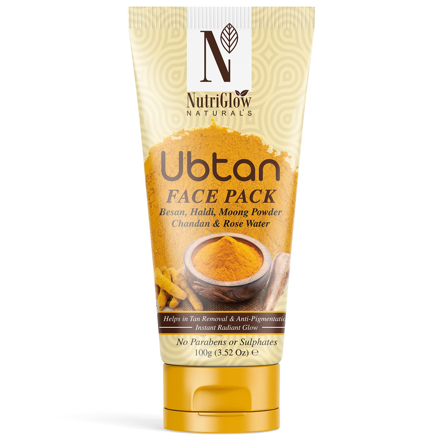 NutriGlow Natural Ubtan Face & Body Pack with Turmeric & Sandalwood for Glowing Skin - 100g | Ayurvedic Skincare for Brightening, Exfoliation & Radiance | Perfect for Bridal Prep, Daily Glow & Spa Days