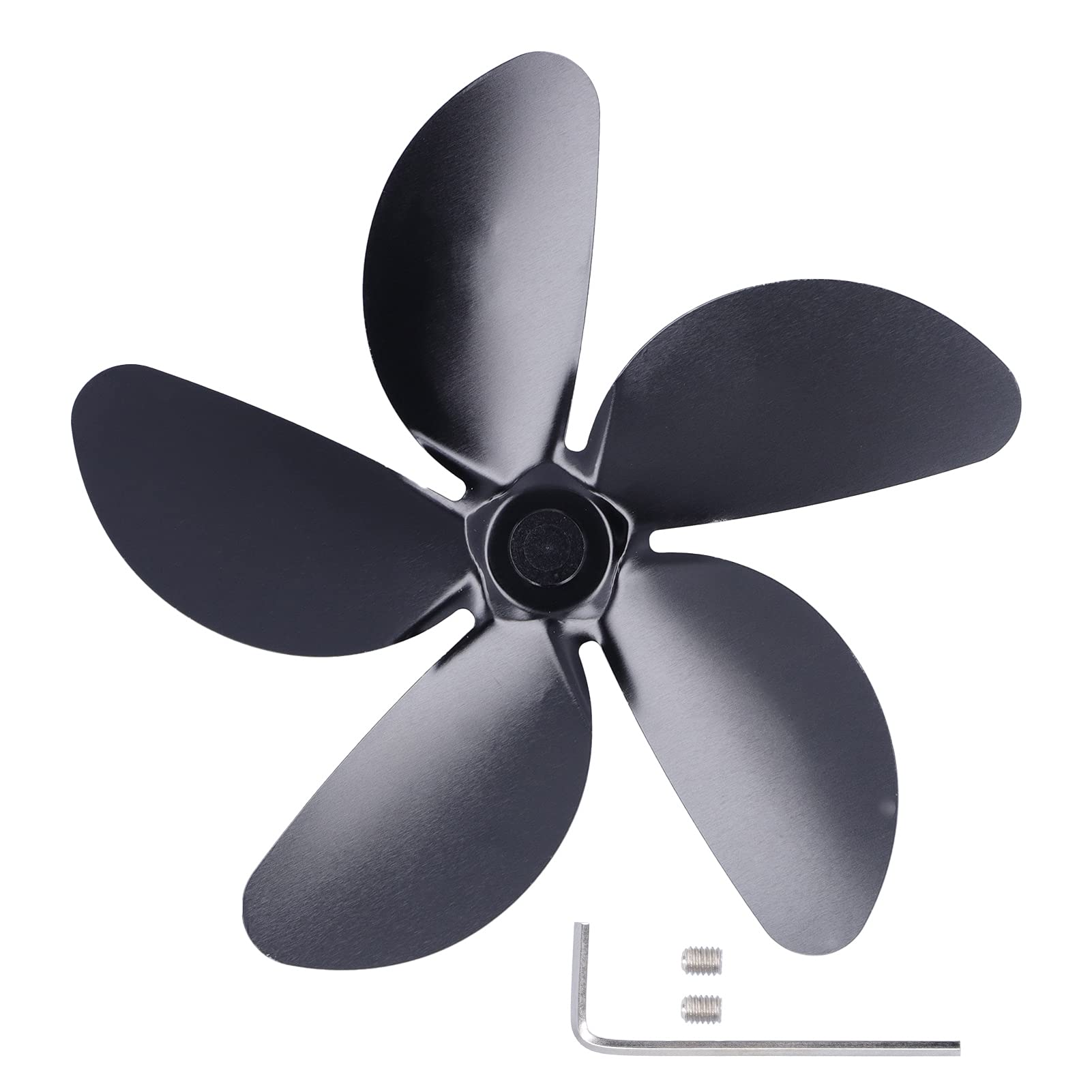Universal Serlium Fireplace Fan Blade Replacement - 5 Blades Aluminum Alloy Stove Fan for Home Heating - Perfect for Wood Burning Stoves, Pellet Stoves & Fireplace Inserts
