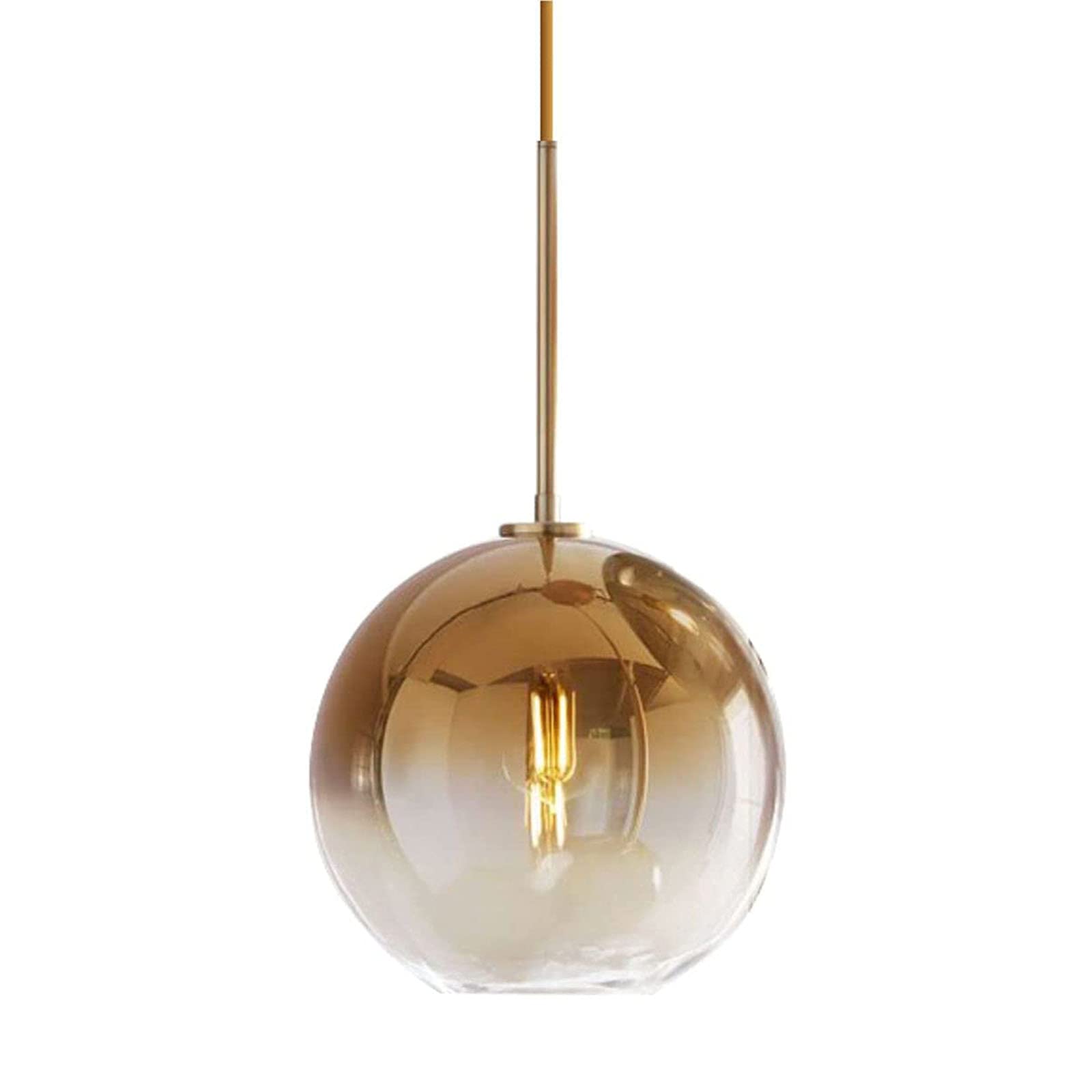 Modern Gradient Color Glass Pendant Light - Gold Glass Hanging Chandelier (25cm) for Dining Room, Kitchen Island & Bedroom Lighting Decor