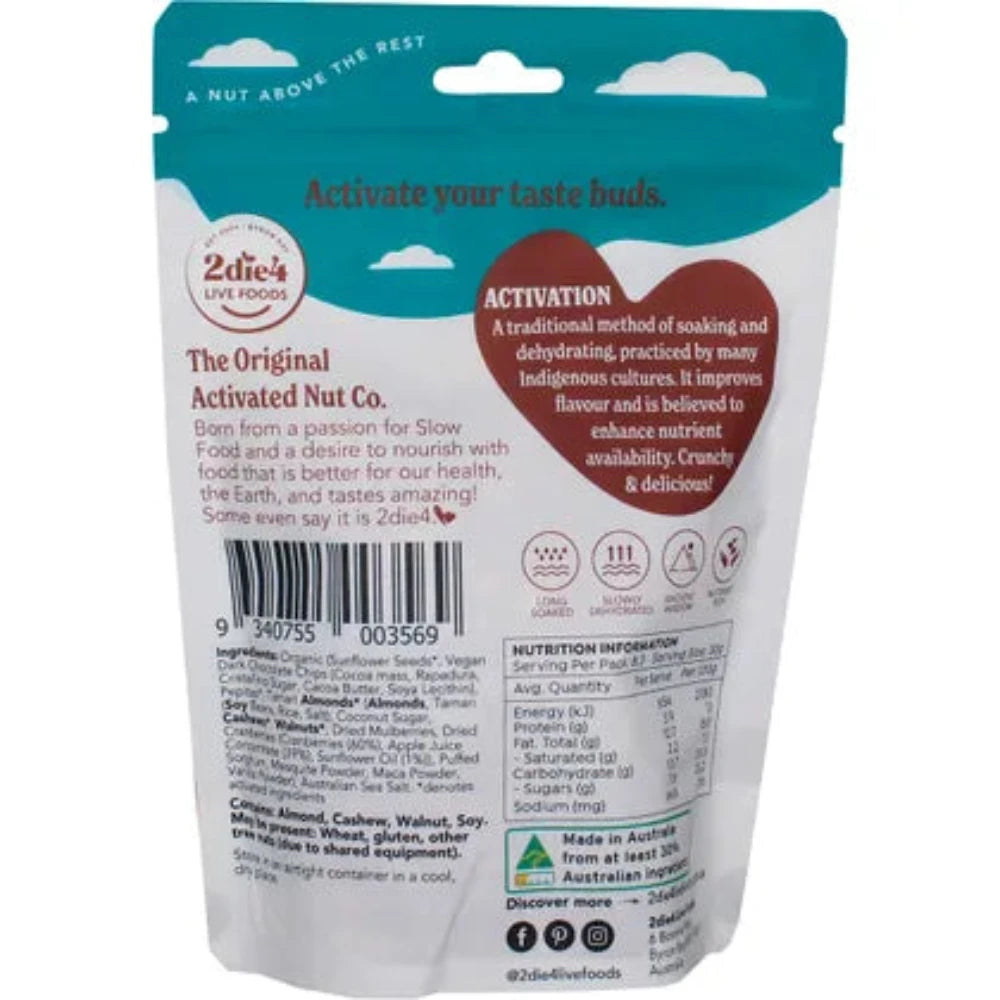 2DIE4 LIVE FOODS Organic Activated Trail Mix 250g - Healthy Snack for Hiking, Camping & Energy Boost - Non-GMO, Vegan, Gluten-Free