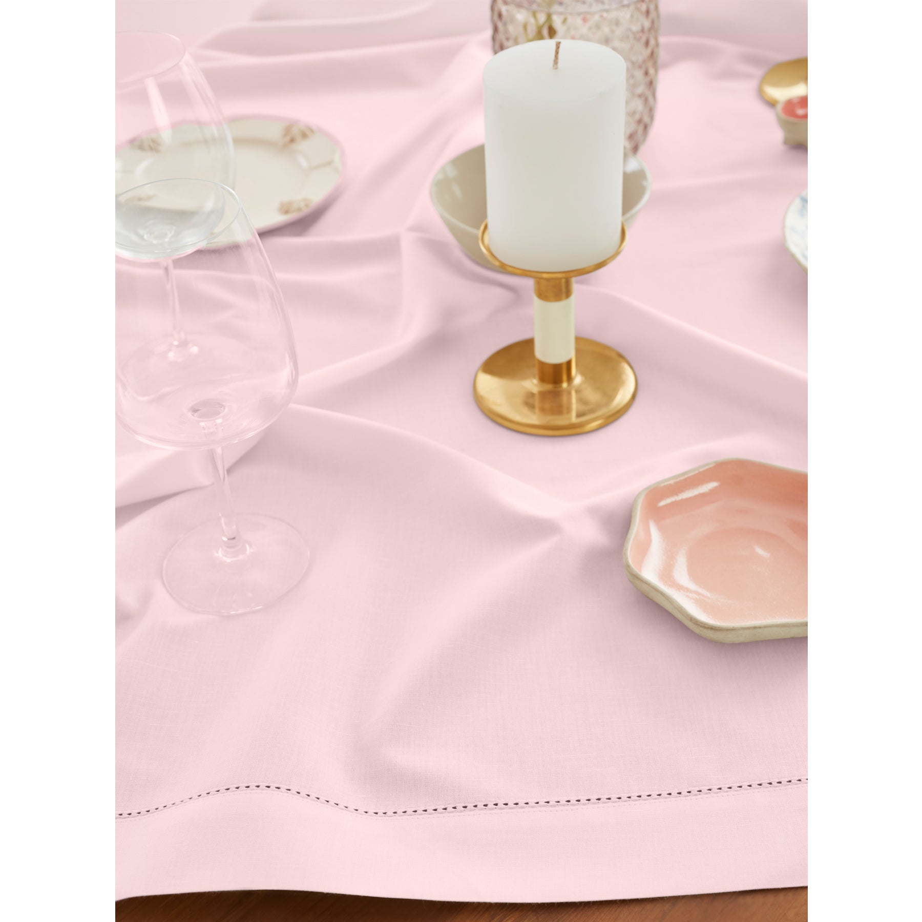 Premium Cotton Linen Hemstitch Table Throw - Elegant Decorative Table Runner for Dining Room, Wedding, Party & Home Decor