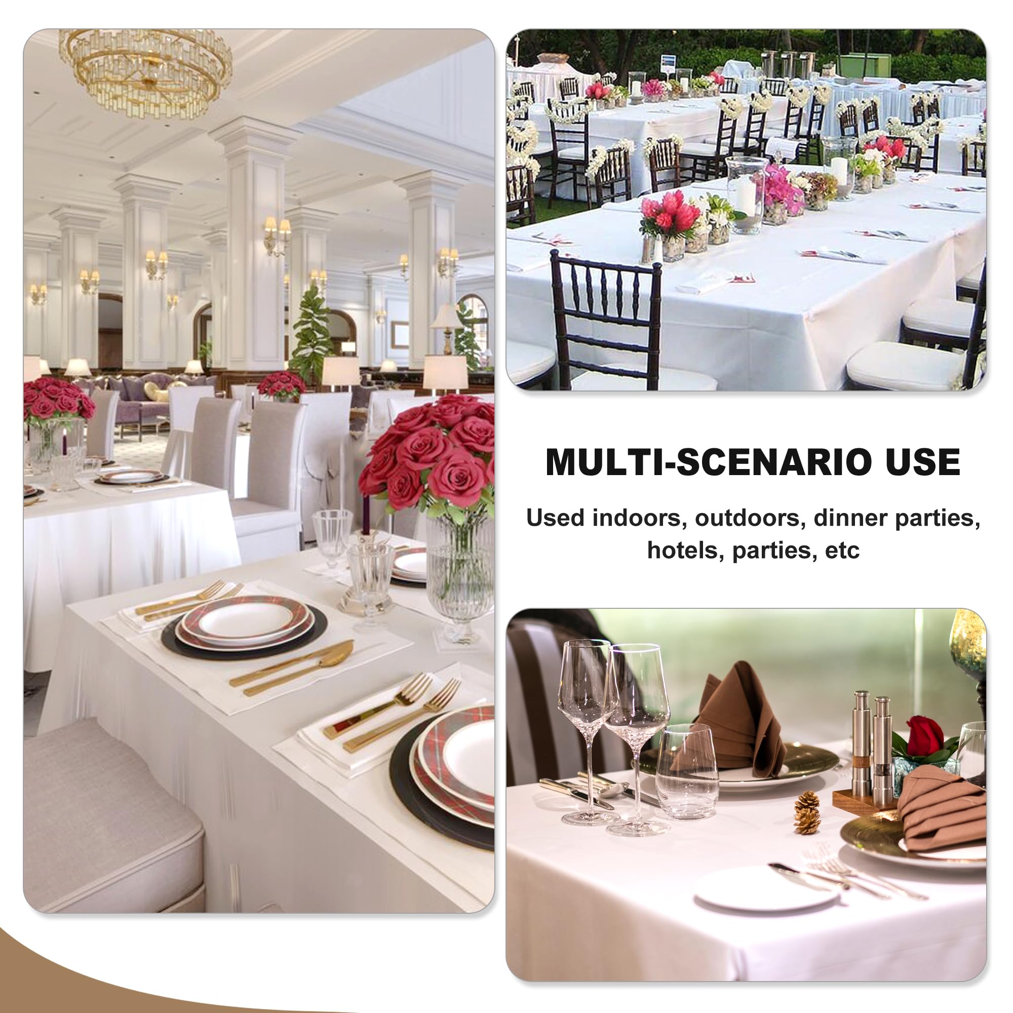 Premium White Tablecloths for Rectangle Tables - 6 Pack (70