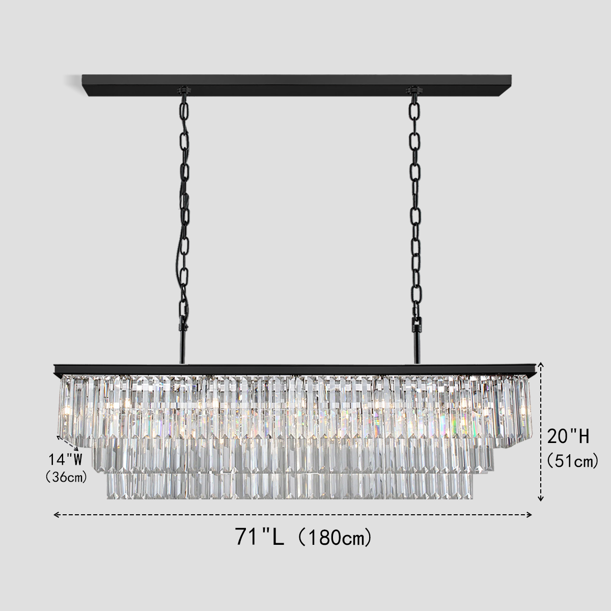 Falria 3-Tier Crystal Rectangular Chandelier - Modern Luxury Ceiling Light Fixture for Dining Room, Living Room & Bedroom | Elegant Home Decor Lighting
