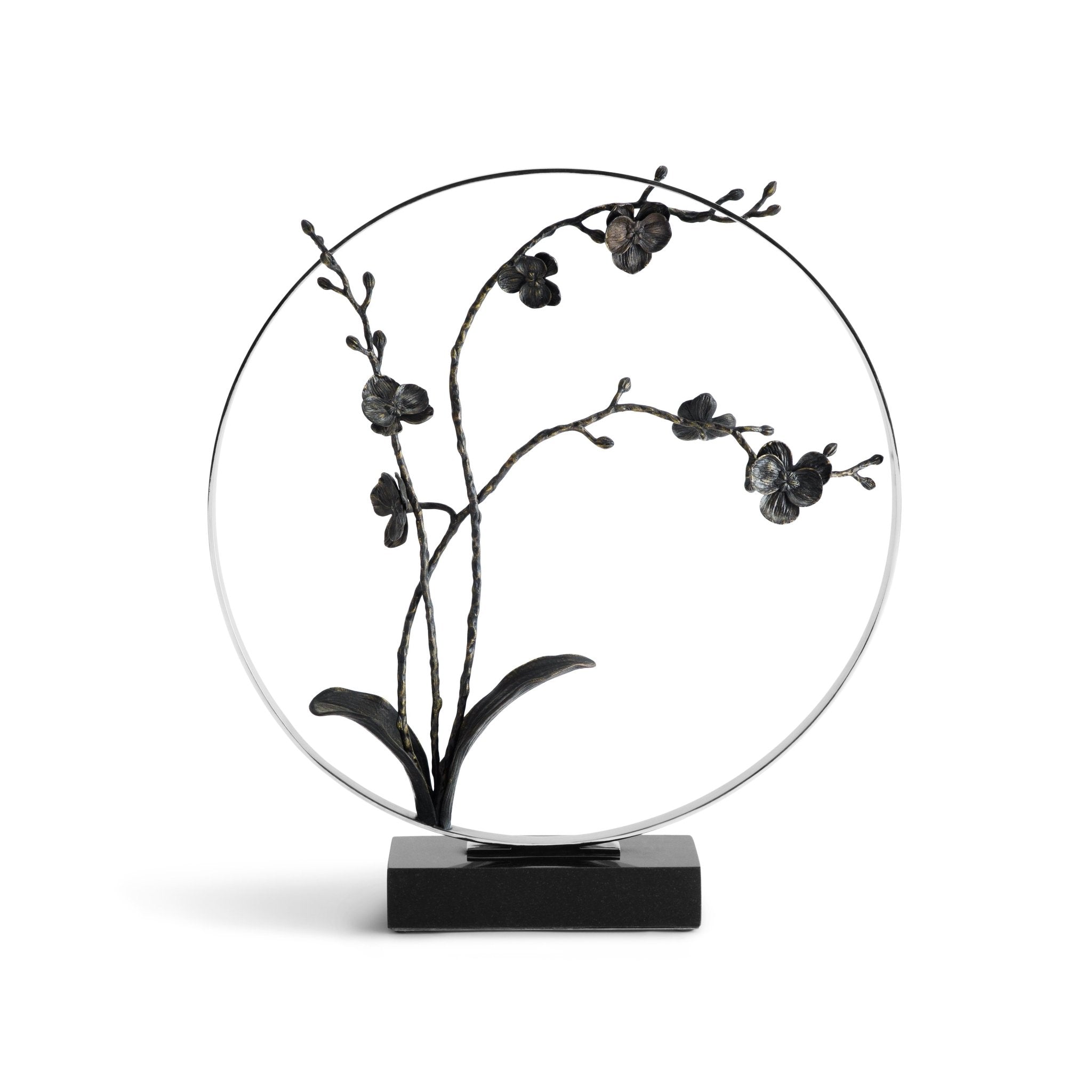 Black Orchid 22 Moon Gate Sculpture - Elegant Asian-Inspired Garden Decor for Outdoor Zen Spaces & Home Entranceways