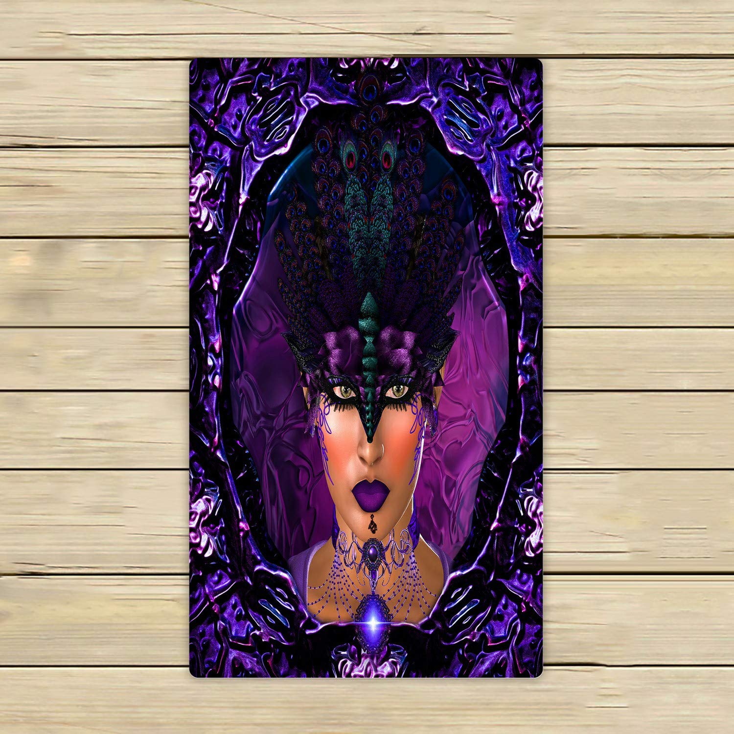 ECZJNT Purple Queen Masquerade Beach Towel - Soft & Absorbent 16x28 Inch Bath Towel for Shower, Pool, Spa, Travel & Outdoor Use - Perfect for Beach, Vacation & Home Decor