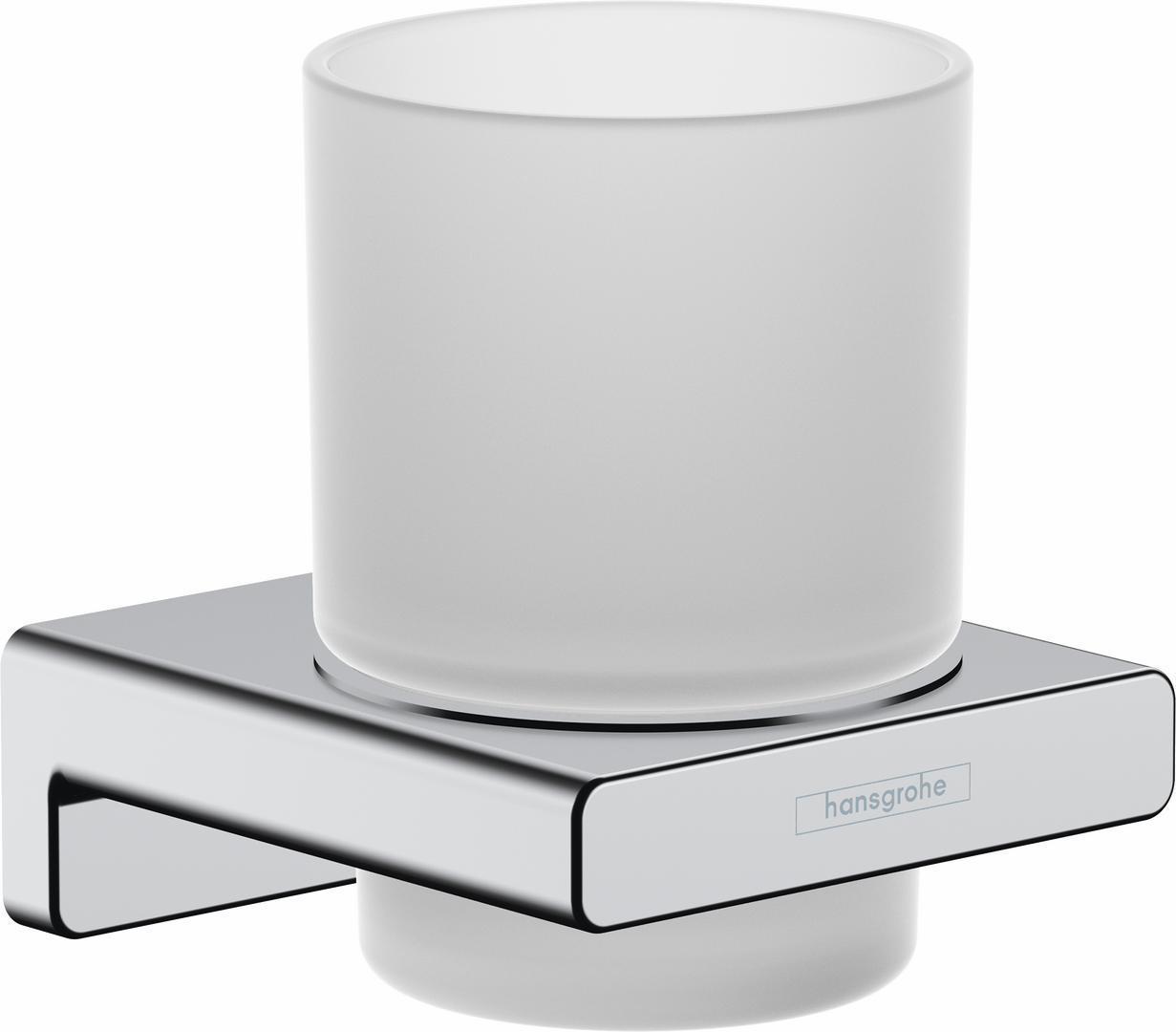 AddStoris Toothbrush Tumbler - Chrome 41749000 Hansgrohe | Stylish Bathroom Organizer for Travel & Home Use