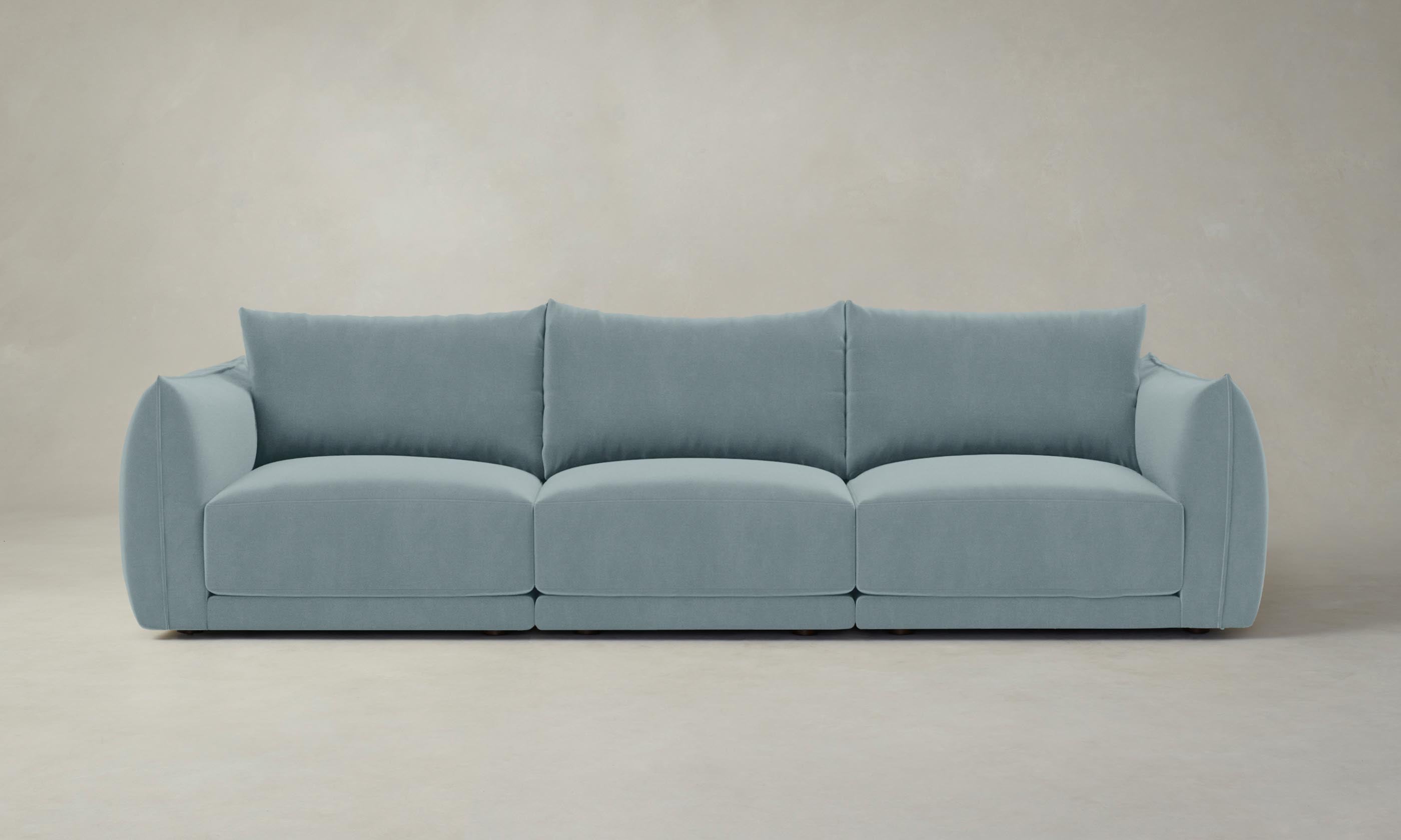 The Jones Modular Sectional Sofa - Mohair Slate Blue Upholstery | Modern Living Room Furniture for Small Spaces & Apartments | Comfortable L-Shaped Couch with Removable Cushions