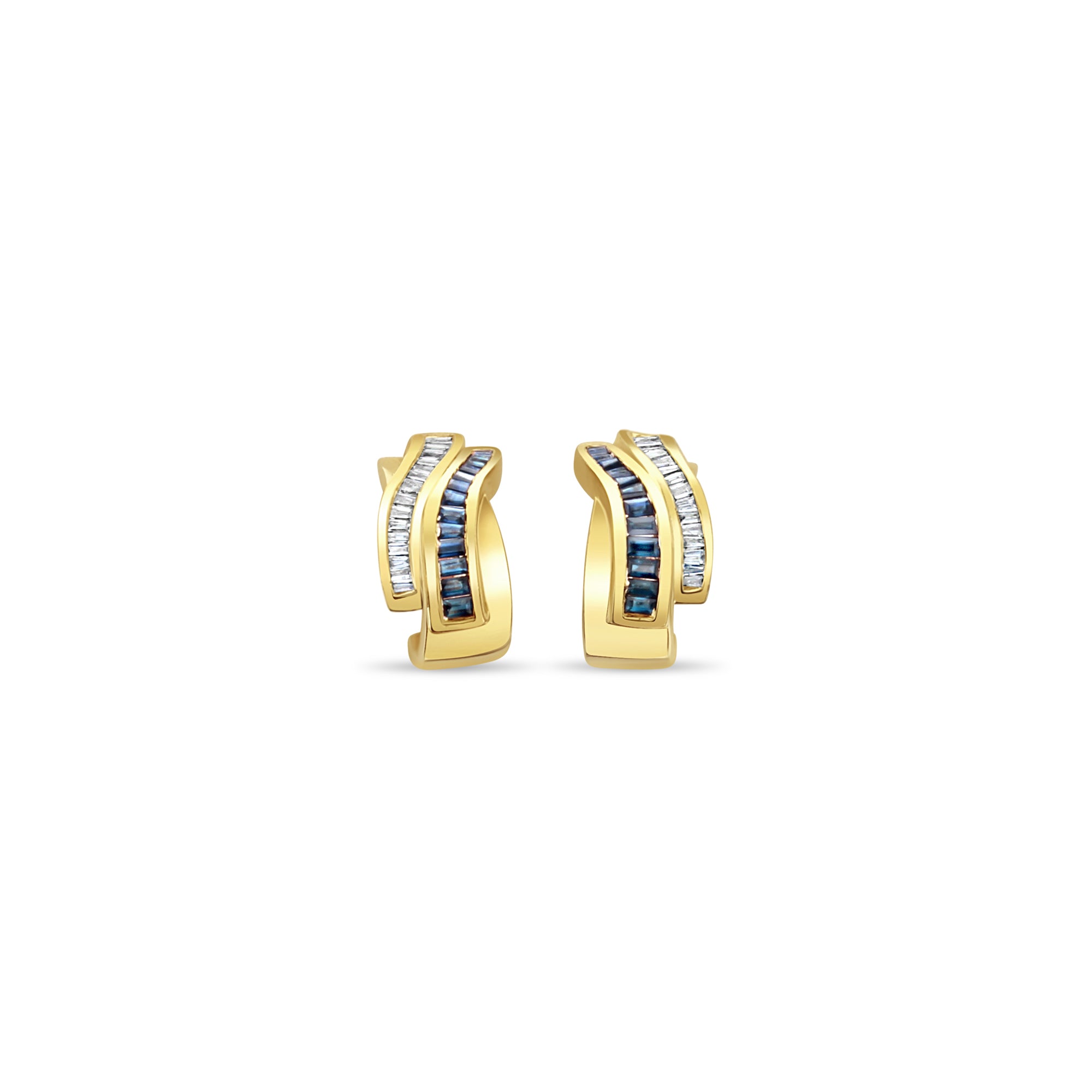 1.84cttw Sapphire & Diamond Baguette Earrings in 14k Yellow Gold - Elegant Jewelry for Weddings, Parties & Special Occasions