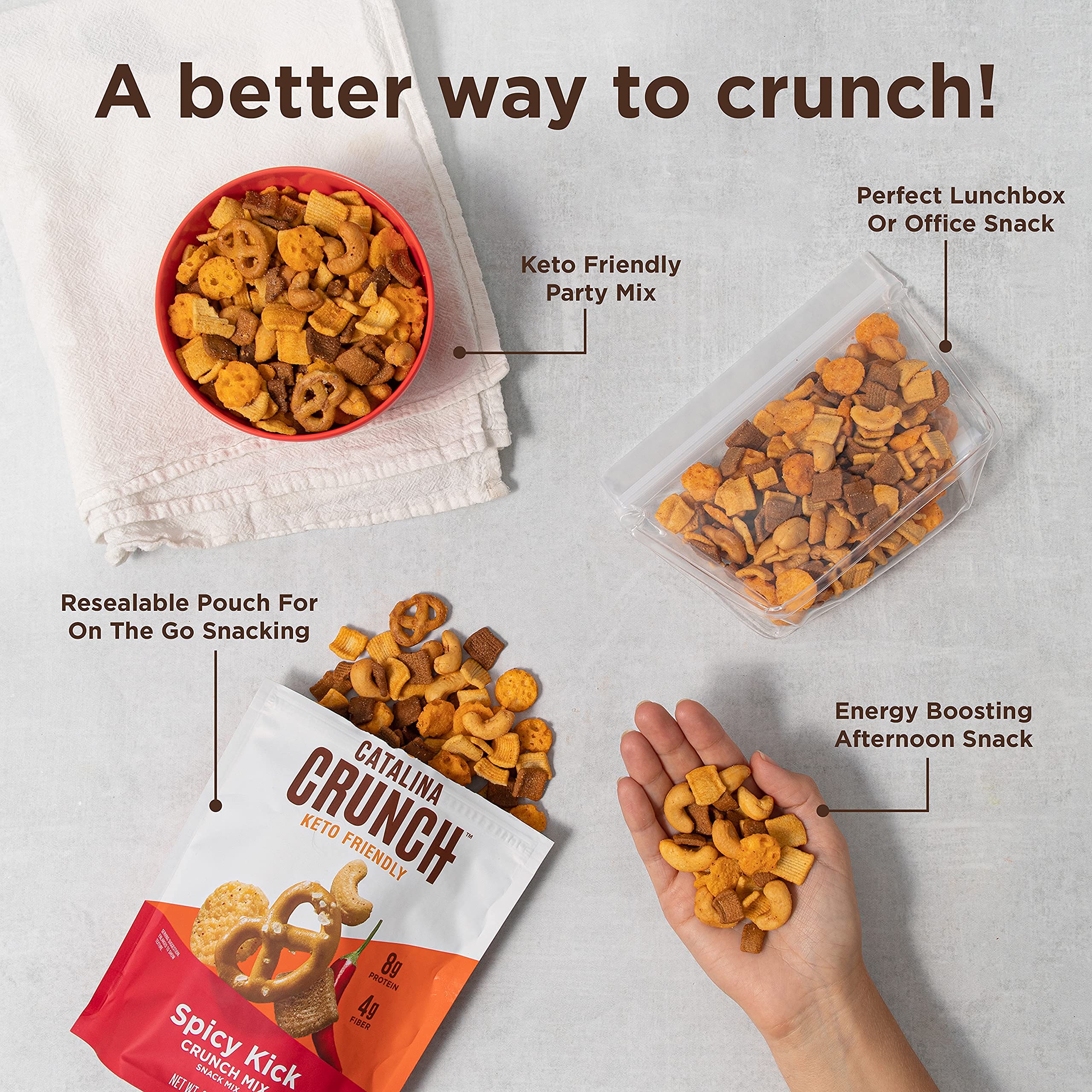 Catalina Crunch Spicy Kick Keto Snack Mix - Low Carb, High Protein, Gluten Free | Keto Friendly Snacks for Weight Loss & Healthy Lifestyle | Perfect for On-the-Go, Office Snacking & Keto Diet Meal Prep (6oz, Pack of 3)