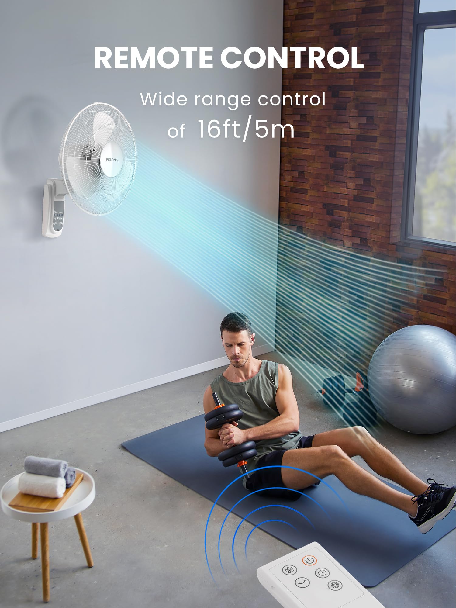 PELONIS 16 Inch Wall Mount Fan - 3 Speed Oscillating Fan with Adjustable Tilt, High Velocity Wall Mounted Fan for Home, Garage, Patio, Bedroom - 2 Pack White - Perfect for Cooling Large Spaces and Improving Air Circulation