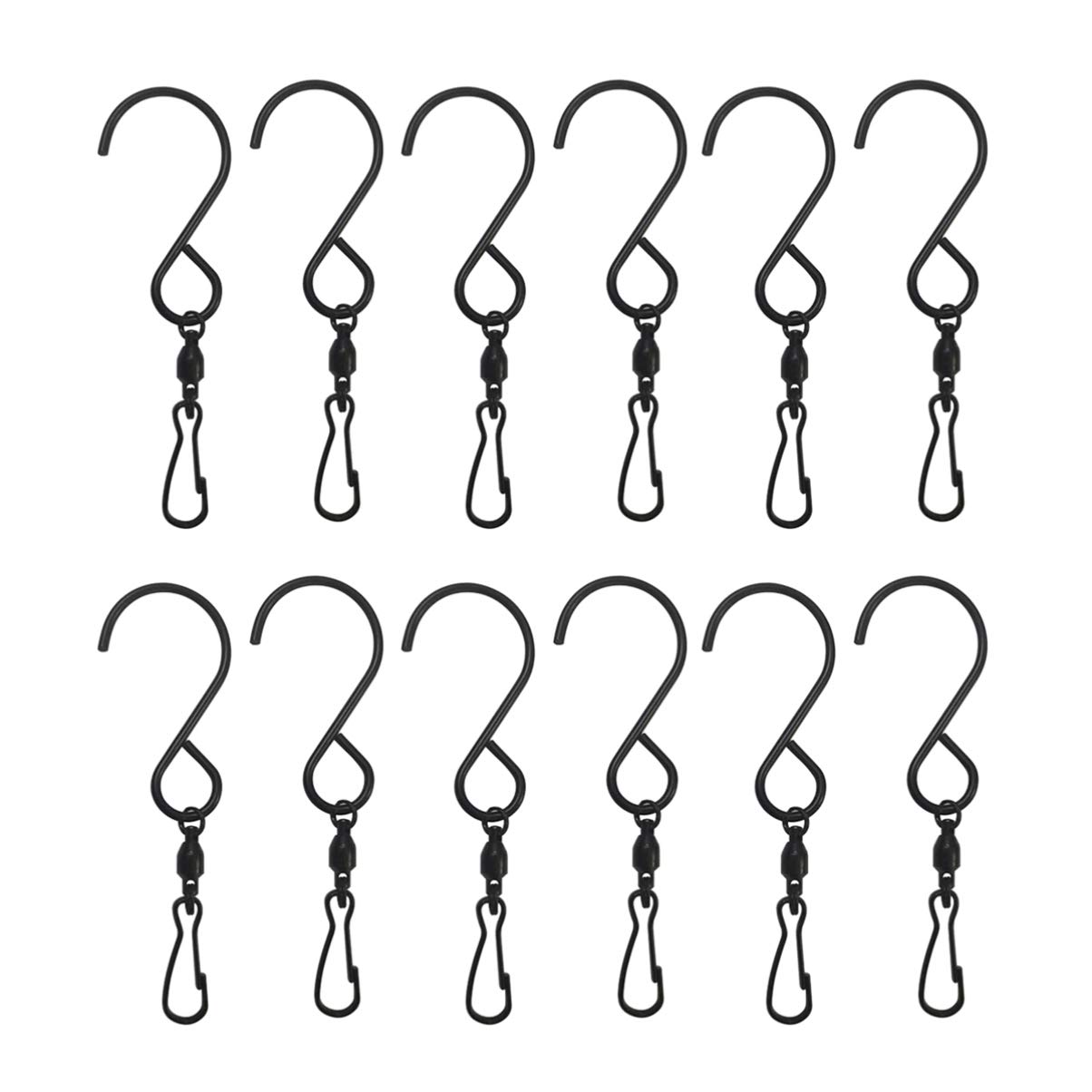 12-Pack Cabilock 360° Rotating Swivel Hooks - Heavy Duty Display Hangers for Flower Baskets, Wind Chimes, Home Decor & Retail Store Displays - Rustproof Metal Hooks for Indoor/Outdoor Use