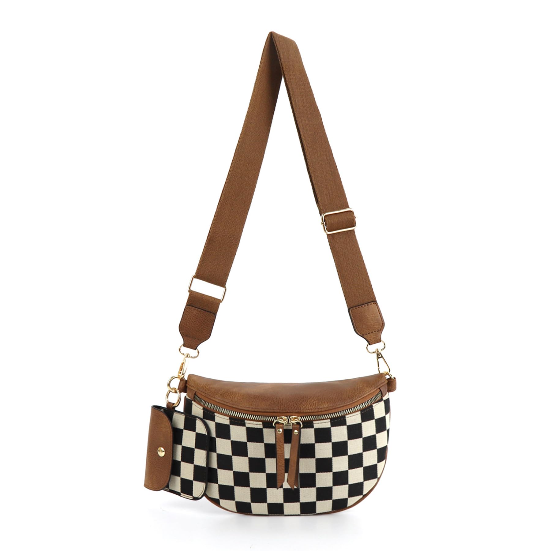 Stylish Checkered Crossbody Bag for Women - Trendy Plaid Fanny Pack & Shoulder Purse - Perfect for Travel, Shopping, and Everyday Use