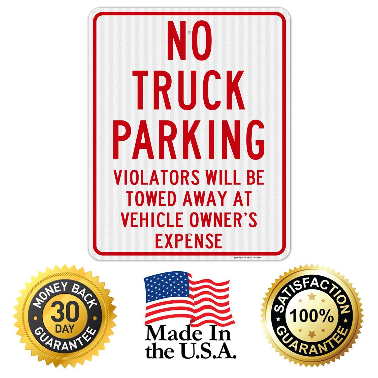 No Truck Parking Sign - 24x30 Inches, 3M EGP Reflective .080 Aluminum, Fade Resistant - Indoor/Outdoor Use - Made in USA - Perfect for Warehouses, Loading Docks & Restricted Parking Areas