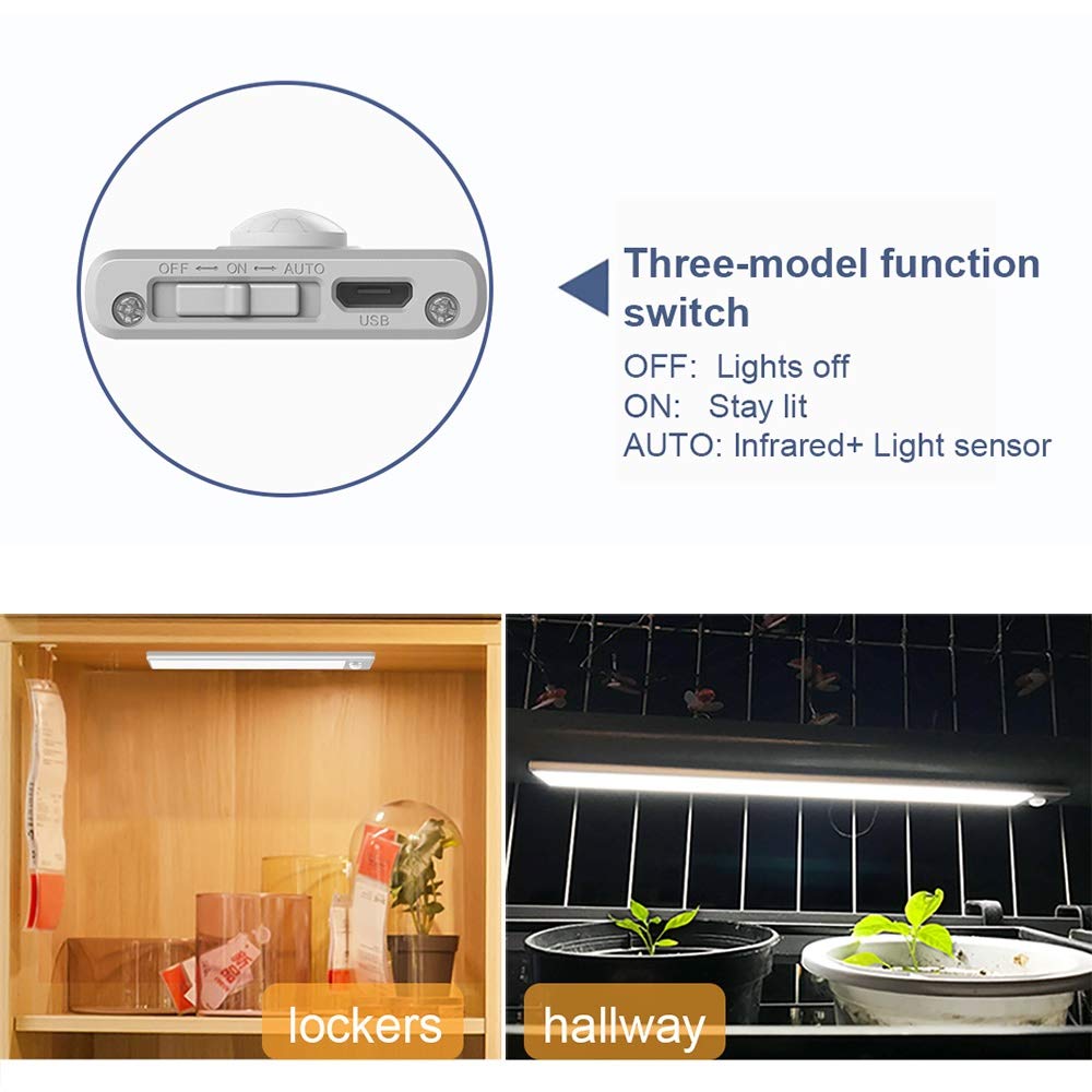 Ultra-Thin LED Closet Light with Motion Sensor - USB Rechargeable Under Cabinet Lighting for Wardrobe, Vanity Mirror, Kitchen & Hallway - Detachable Night Light (Black-6000K, 60CM) - Perfect for Dark Spaces & Energy-Efficient Home Lighting