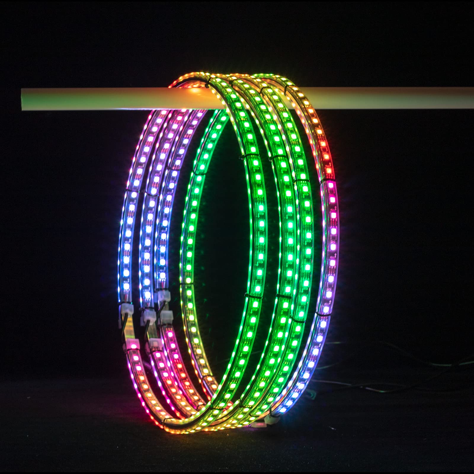4pcs 15.5 Inch LED Wheel Rim Lights for Trucks, Cars, ATVs & UTVs - Color Changing, Remote & App Controlled with Turn Signal & Brake Functions - Perfect for Off-Roading, Night Driving & Vehicle Customization