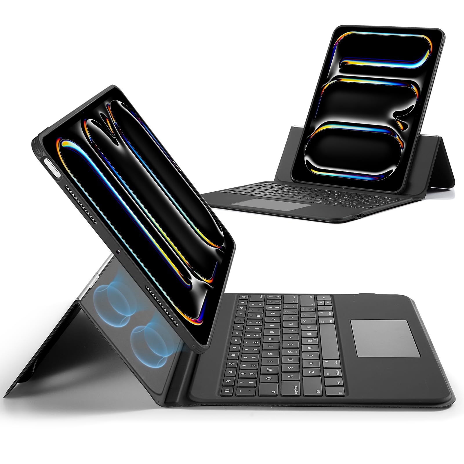 ESR Ascend iPad Pro 13 Inch Case with Detachable Backlit Keyboard (2024 M4 Model) - Magnetic Multi-Touch Trackpad, Adjustable Stand for Portrait/Landscape Viewing, Includes Apple Pencil Holder - Perfect for Work, Study & Travel (Black)