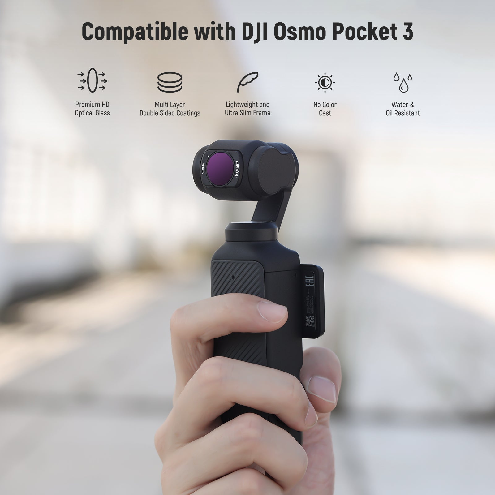 NEEWER FL P7 6-Pack Magnetic Camera Filter Kit - ND/PL/UV/CPL Lens Filters Compatible with DJI Osmo Pocket 3 - Perfect for Vlogging, Travel & Outdoor Videography