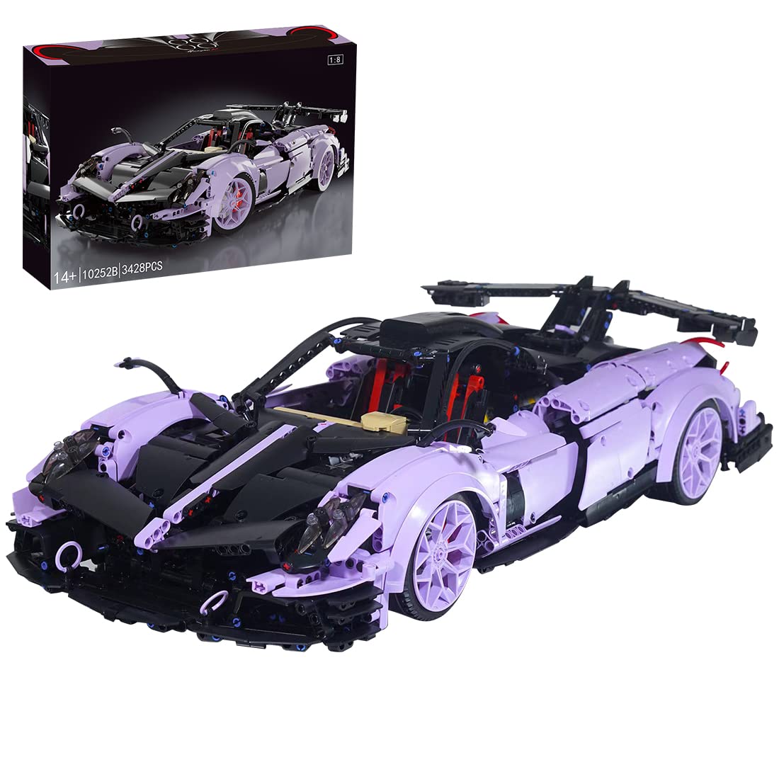 Pagani Huayra 1:8 Scale Supercar Building Kit - 3428 Piece DIY MOC Construction Toy for Kids & Adults | Compatible with Lego Technic | Perfect for Car Enthusiasts & STEM Learning