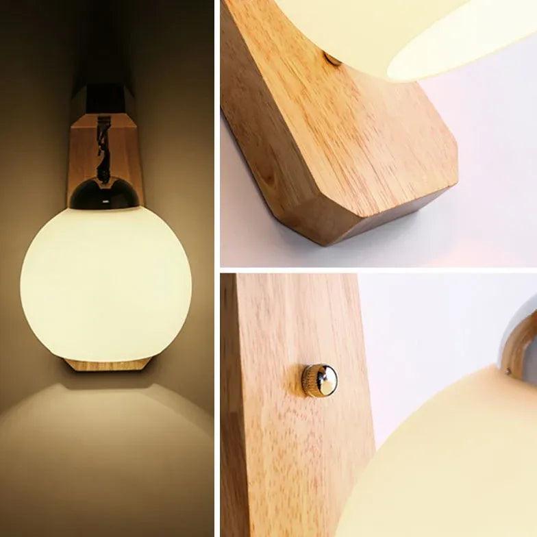 Nordic Minimalist Wooden Glass Modern Wall Lights - Stylish Home Decor for Living Room, Bedroom & Hallway Lighting