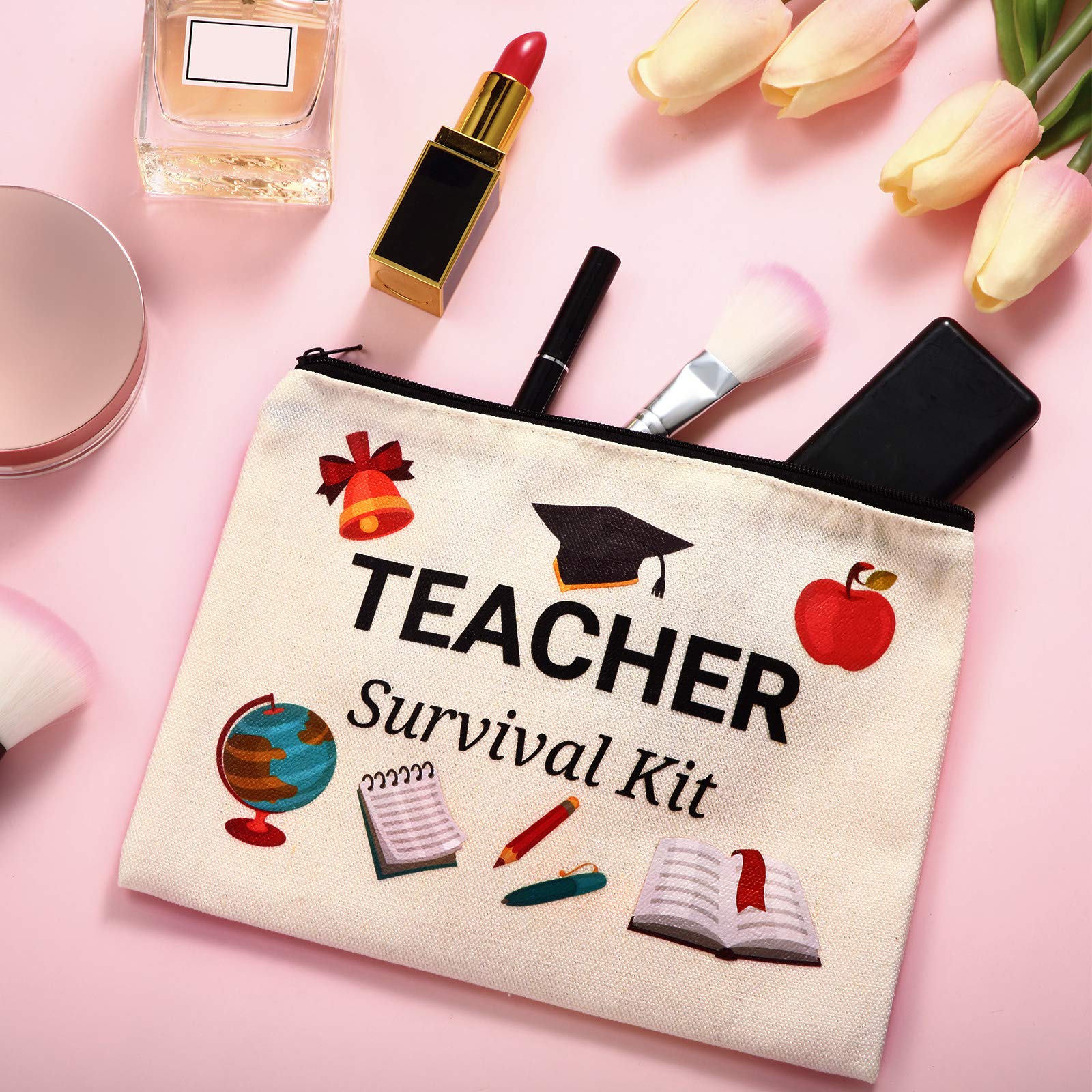 20 Pack Canvas Cosmetic Bags - Waterproof Makeup Pouch, Travel Toiletry Organizer & Teacher Appreciation Gift - Perfect for School Supplies, Pencil Cases & Multi-Purpose Storage (Great for Travel, Daily Use & Teacher Gifts)